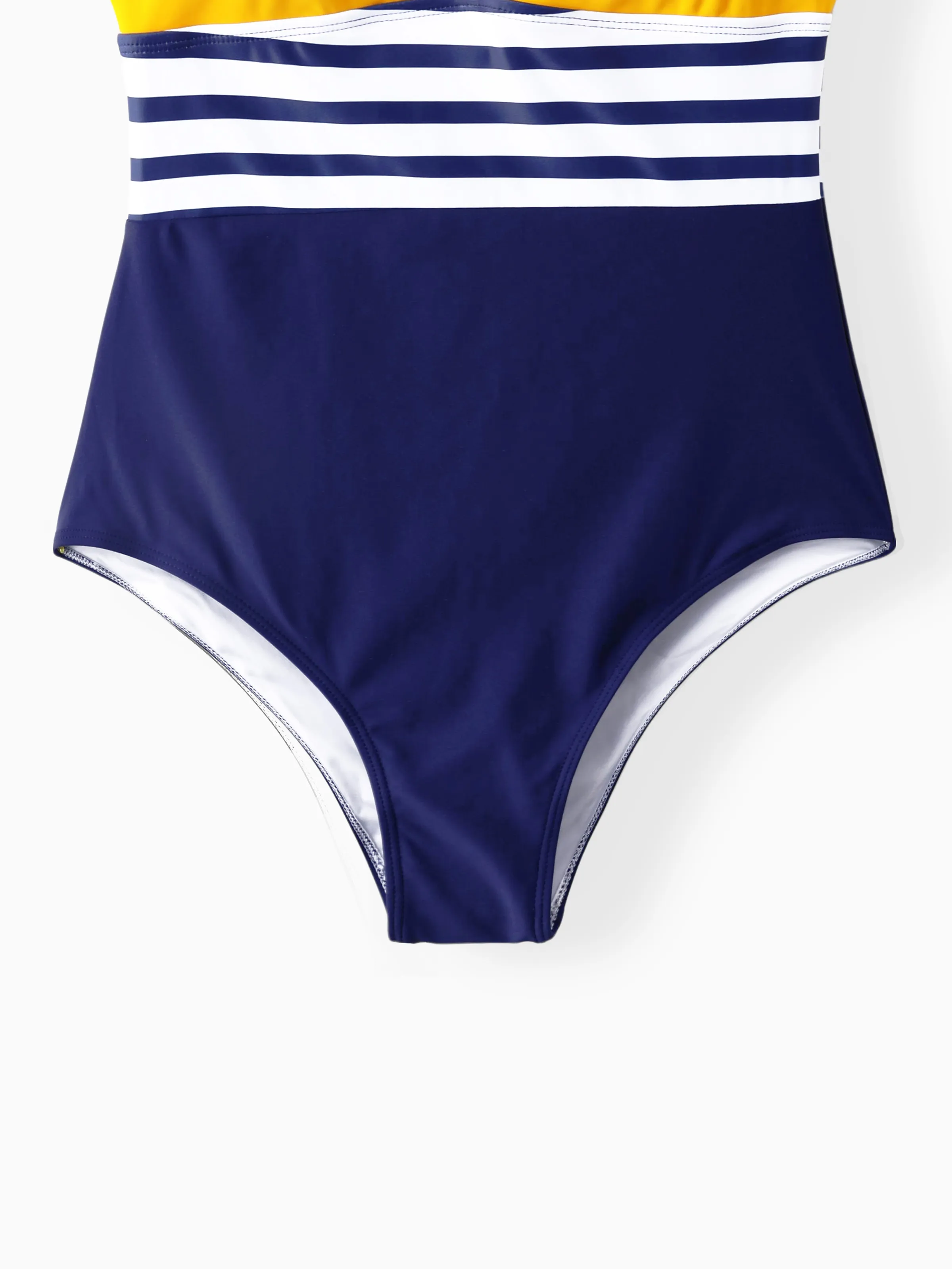 Family Matching Stripe & Colorblock Spliced One Piece Swimsuit or Swim Trunks Shorts ColorBlock - Image 6