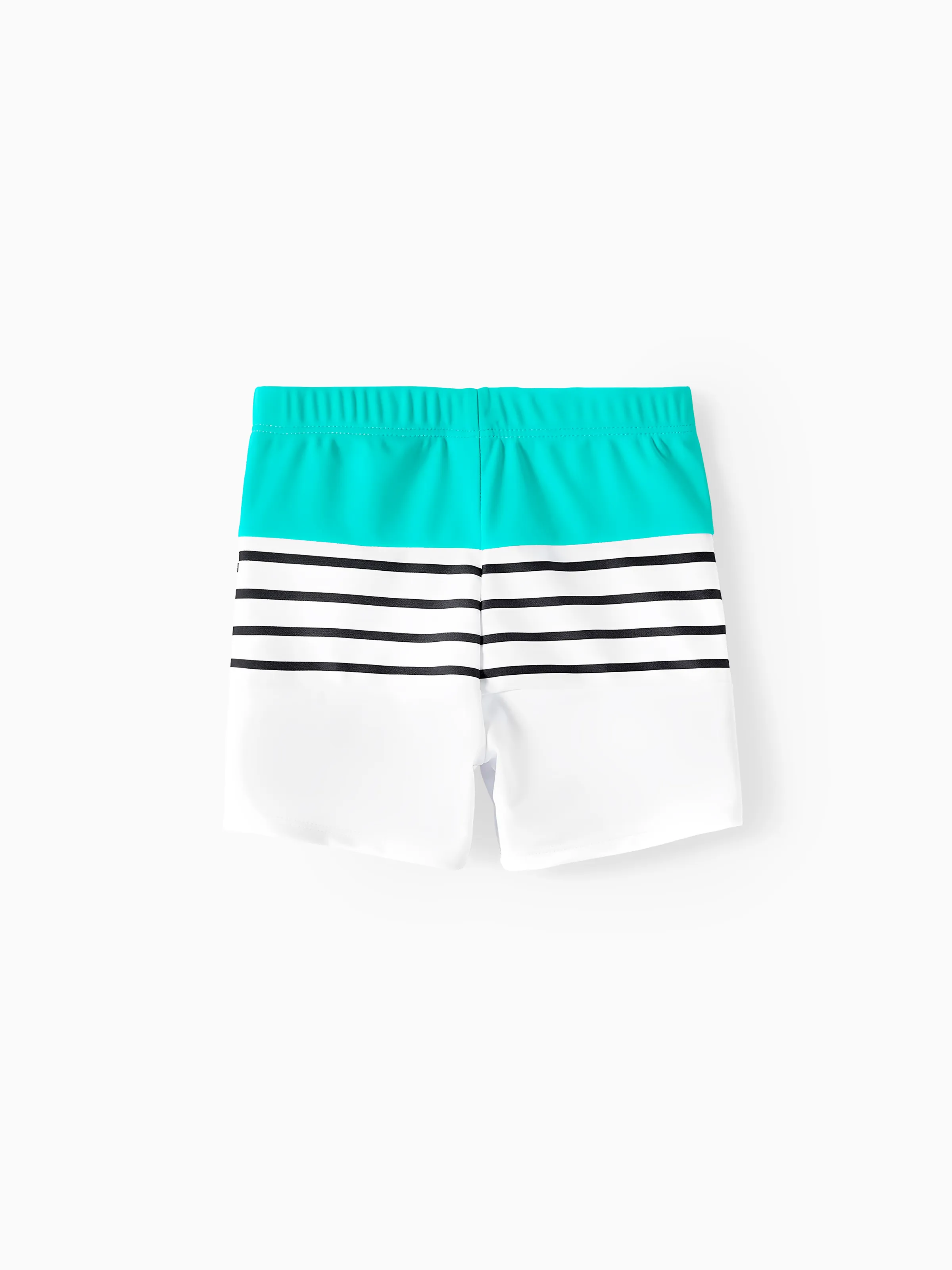 Family Matching Striped Spliced Cut Out One-piece Swimsuit and Colorblock Swim Trunks Green/White - Image 14