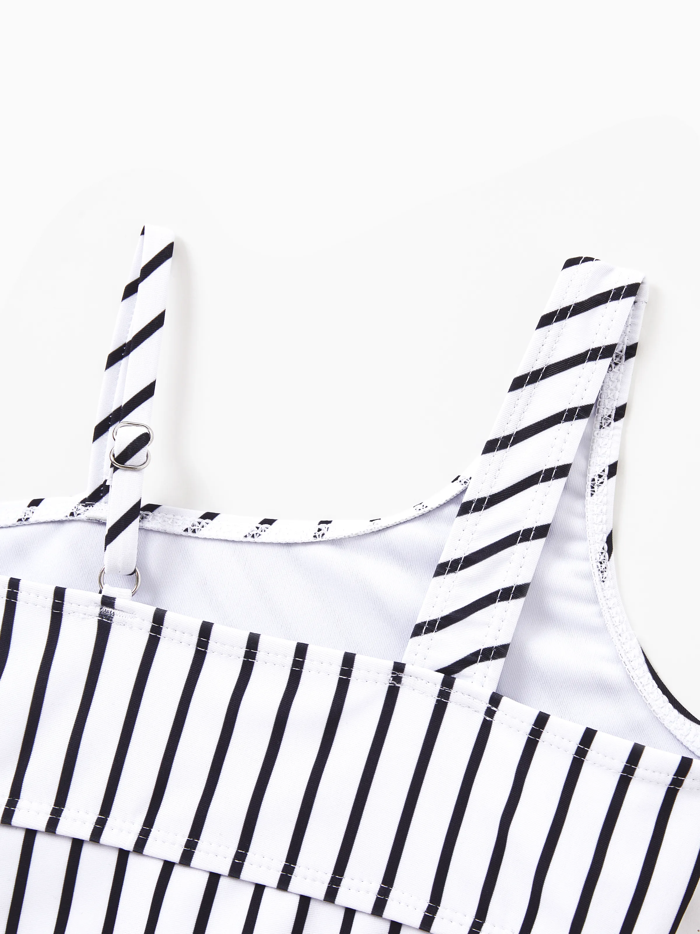 Family Matching Swimsuits Red Striped One-Shoulder Bikini or Colorblock Swim Trunks Matching Beachwear Outfits for Summer, Cruise, Vacation Red - Image 10