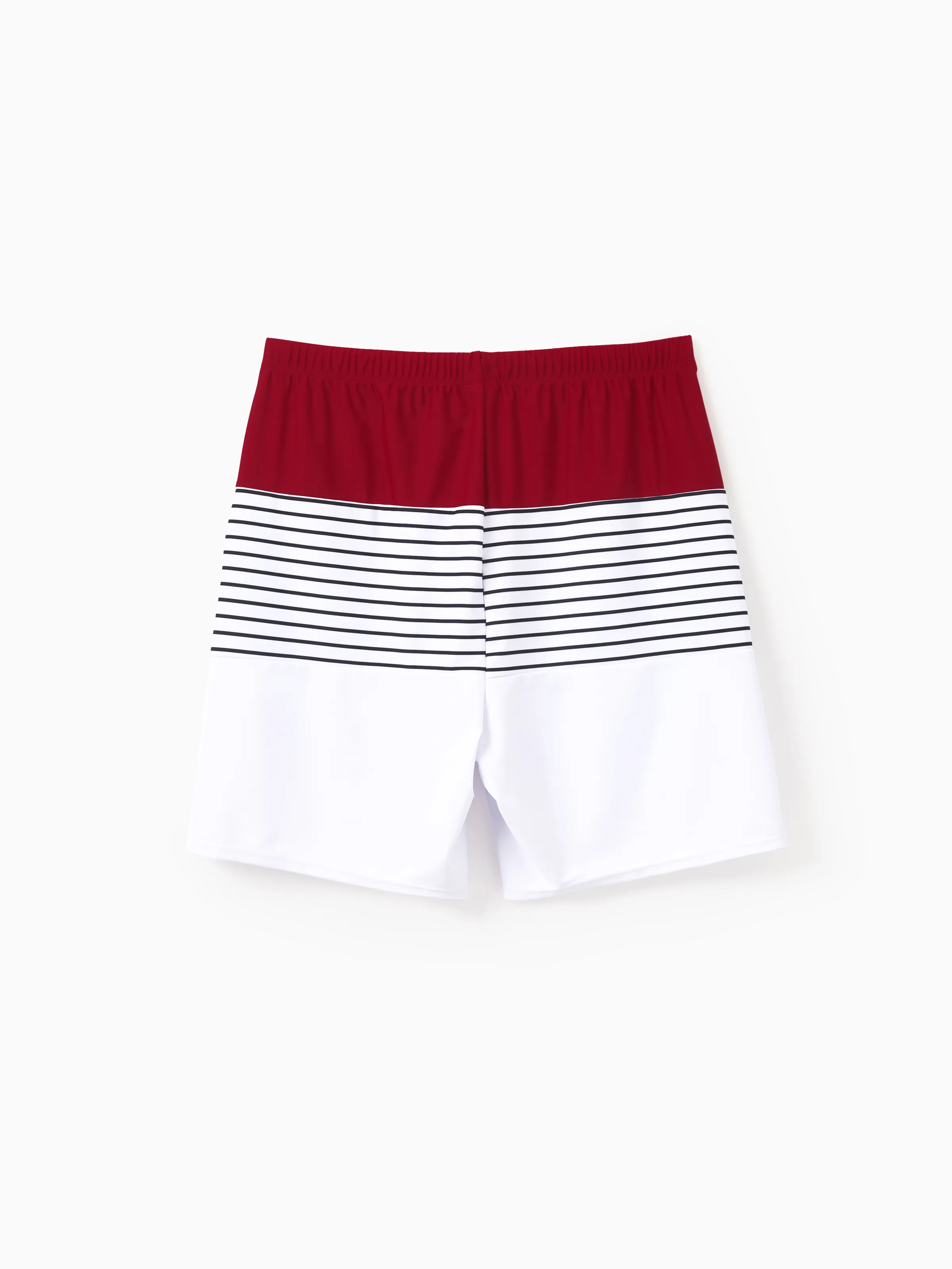 Family Matching Swimsuits Red Striped One-Shoulder Bikini or Colorblock Swim Trunks Matching Beachwear Outfits for Summer, Cruise, Vacation Red - Image 18