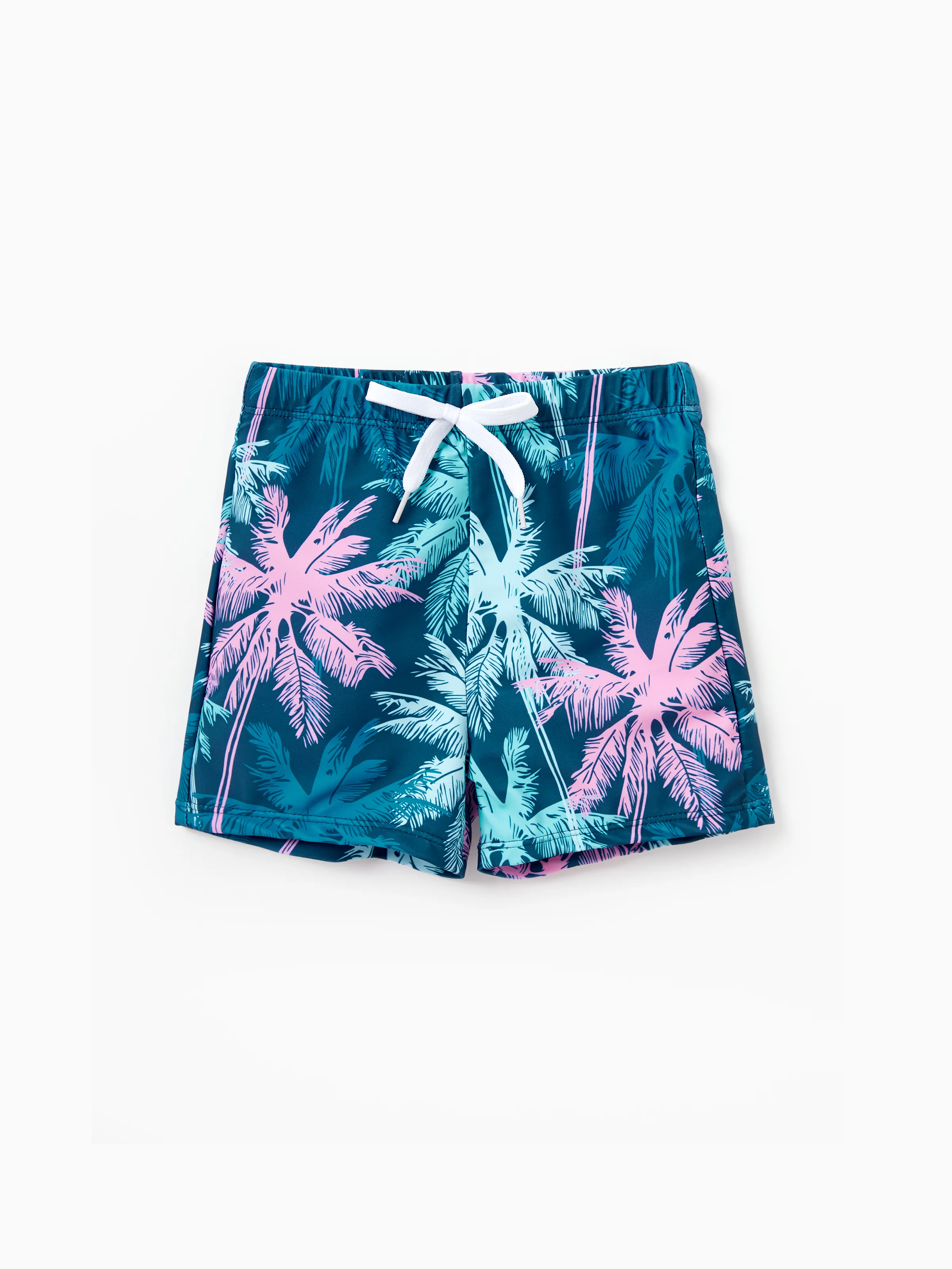Family Matching Swimsuits Tropical Palm Tree Print, Mommy and Me Ruffle two-piece Swimsuit, Daddy and Son Swim Trunks Set, Beach Vacation Swimwear Turquoise - Image 19