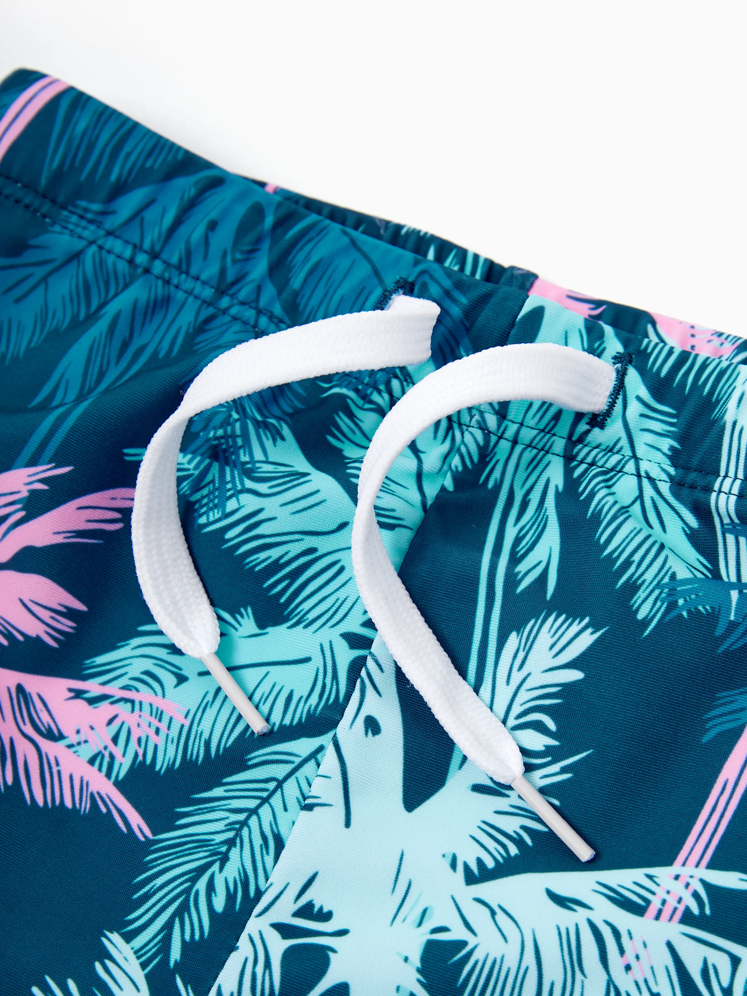 Family Matching Swimsuits Tropical Palm Tree Print, Mommy and Me Ruffle two-piece Swimsuit, Daddy and Son Swim Trunks Set, Beach Vacation Swimwear Turquoise - Image 22