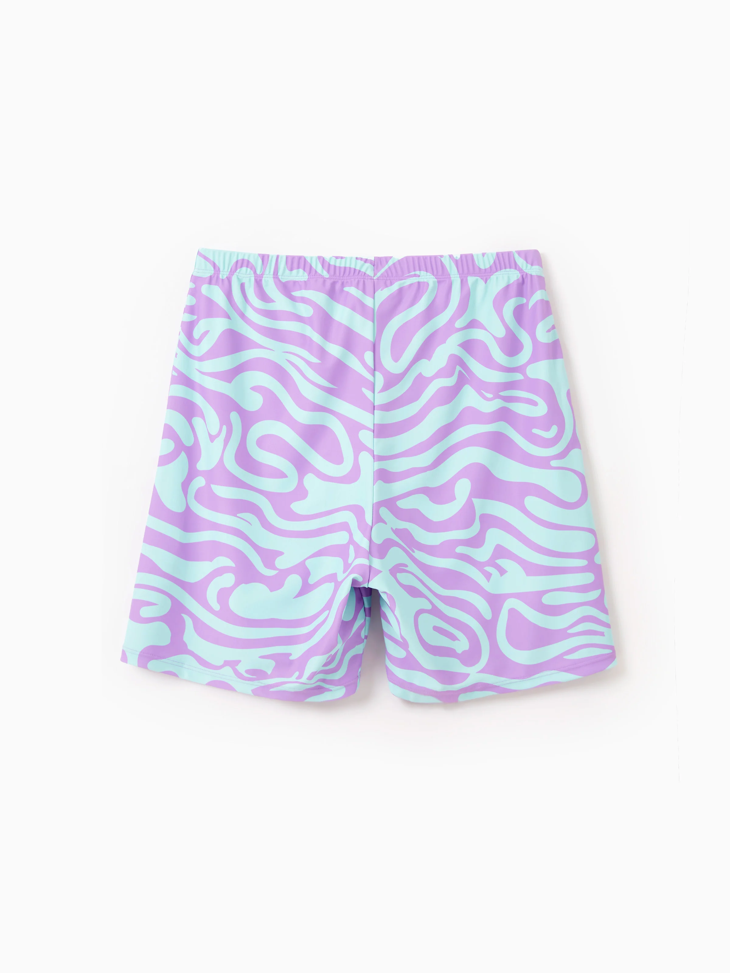 Family Matching Trendy Purple & Blue Wave Print Swim Trunks or Midriff Cutout One-Piece Swimsuit Purple - Image 17
