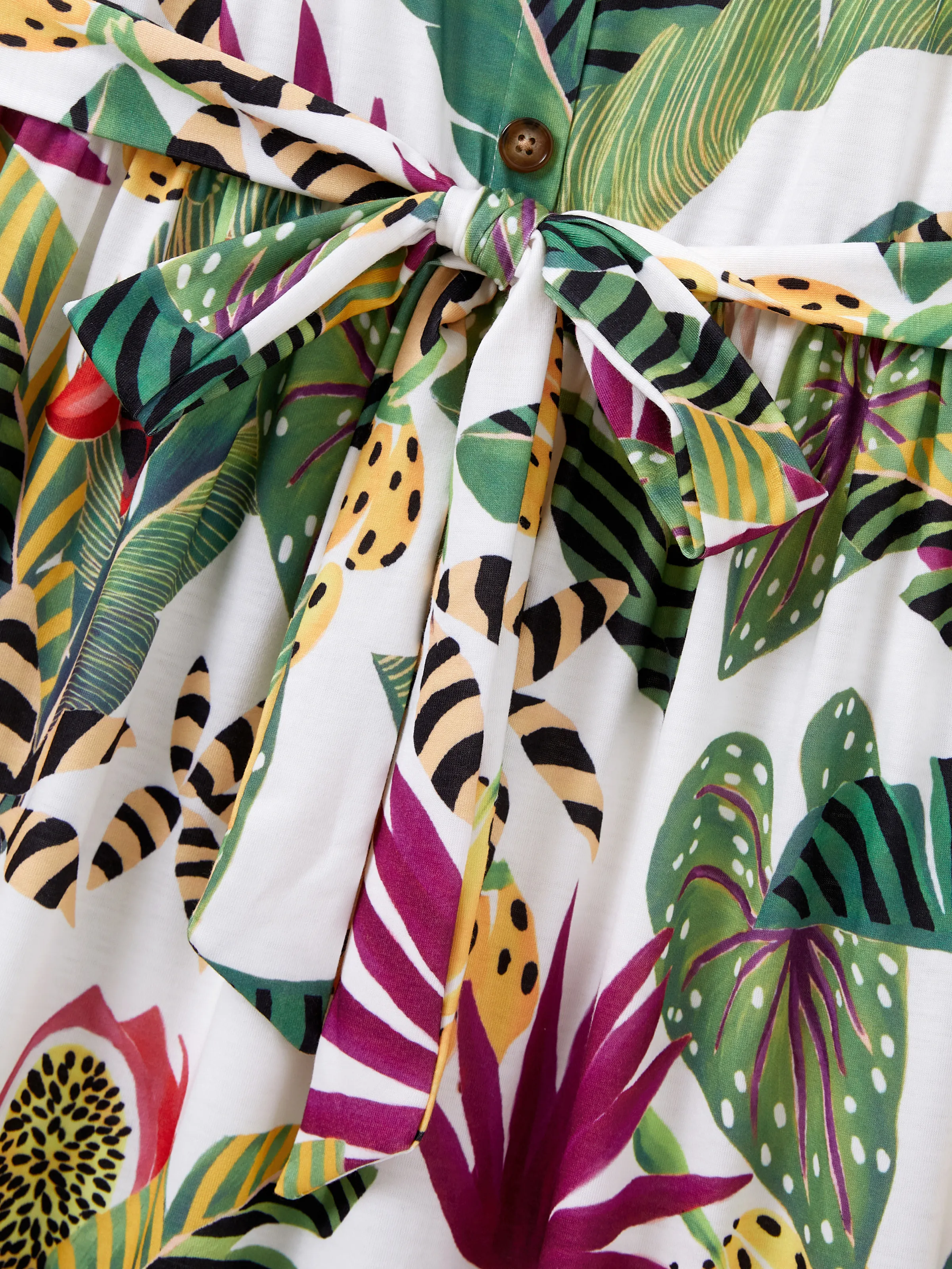Family Matching Tropical Floral Print Short-sleeve Top or Camisole Dress Set Multi-color - Image 6