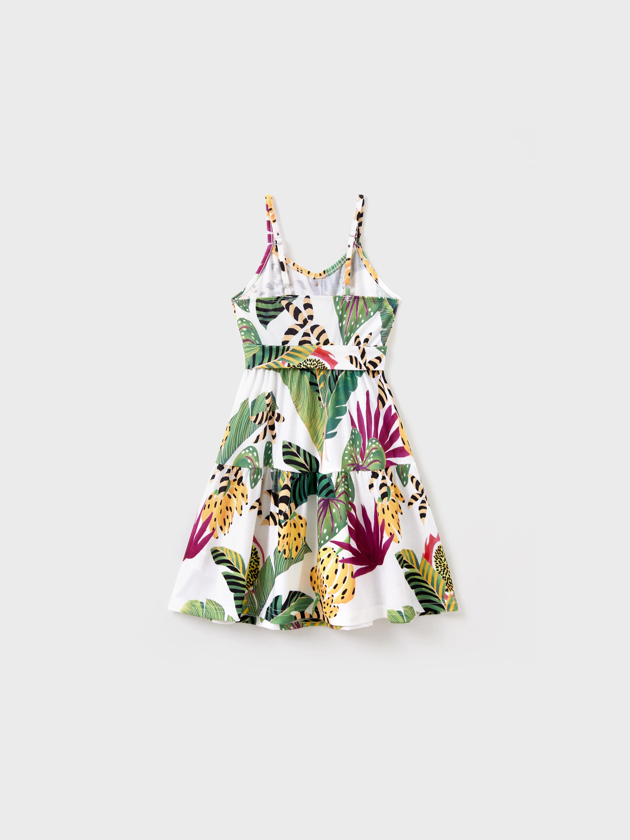 Family Matching Tropical Floral Print Short-sleeve Top or Camisole Dress Set Multi-color - Image 8