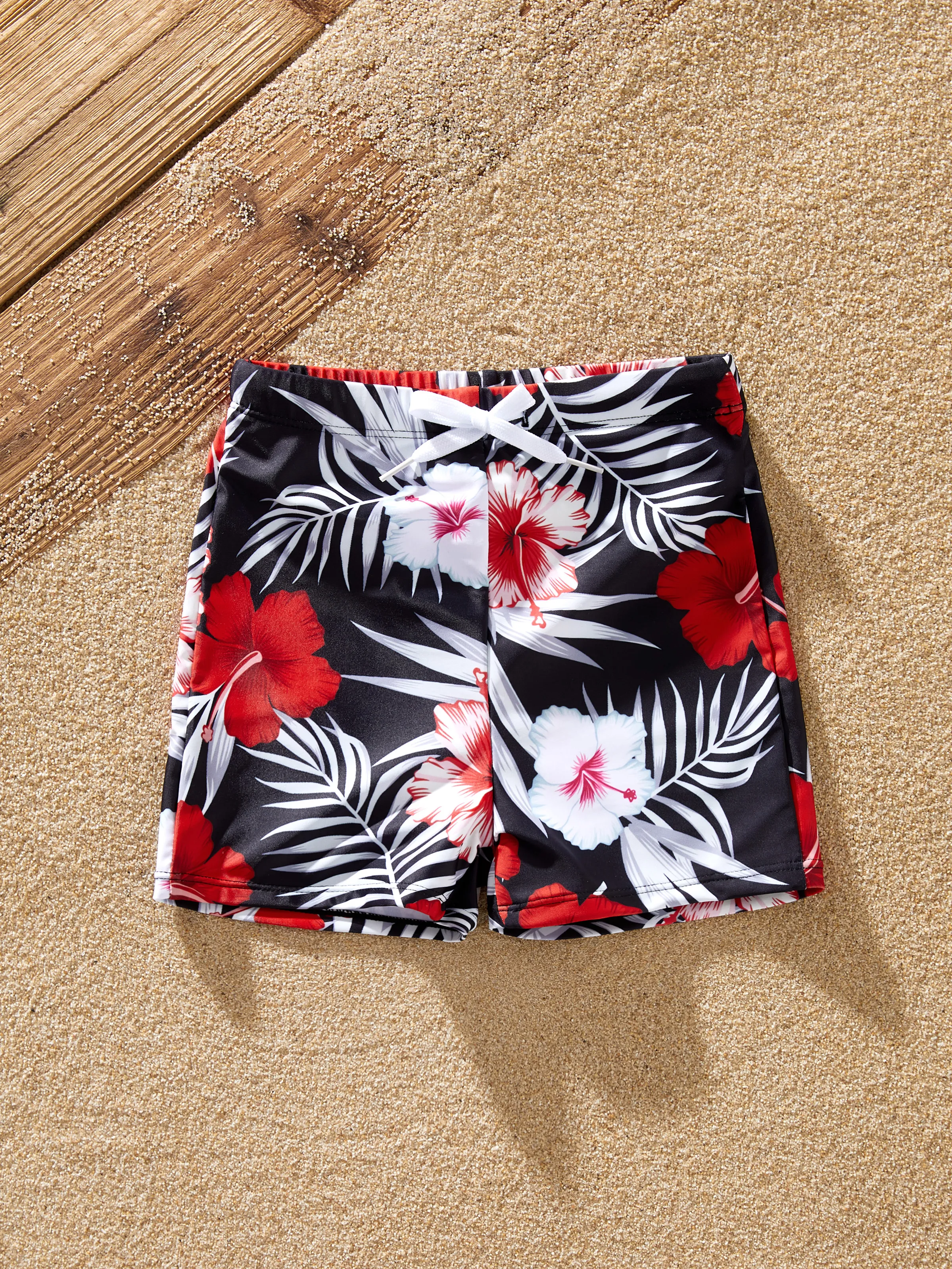 Family Matching Tropical Floral Swim Trunk or 2 Pieces Halter Swimsuit Black - Image 12