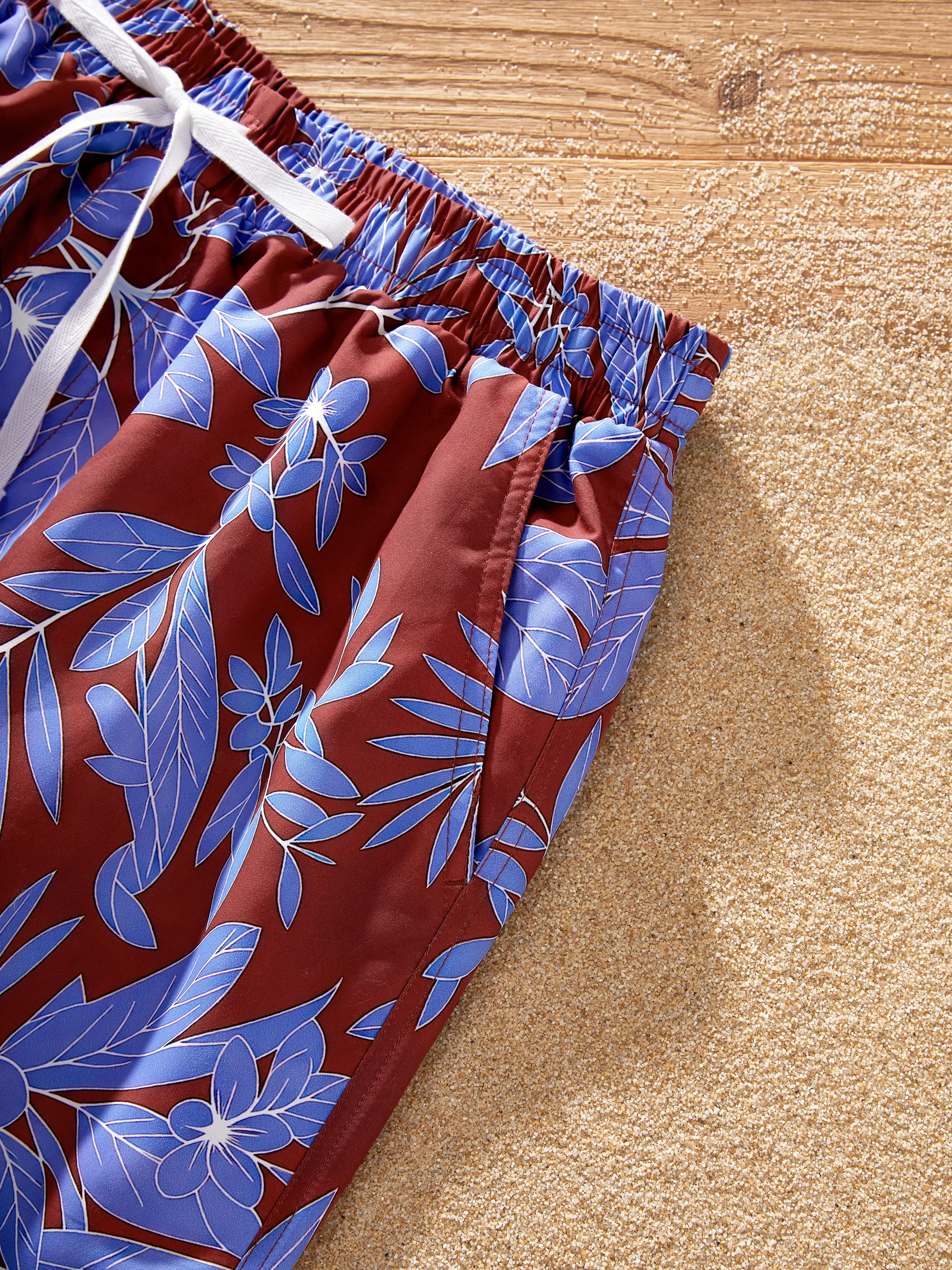 Family Matching Tropical Leaf Print Swimsuits Cutout One-Piece & Swim Trunks Set Multi-color - Image 12