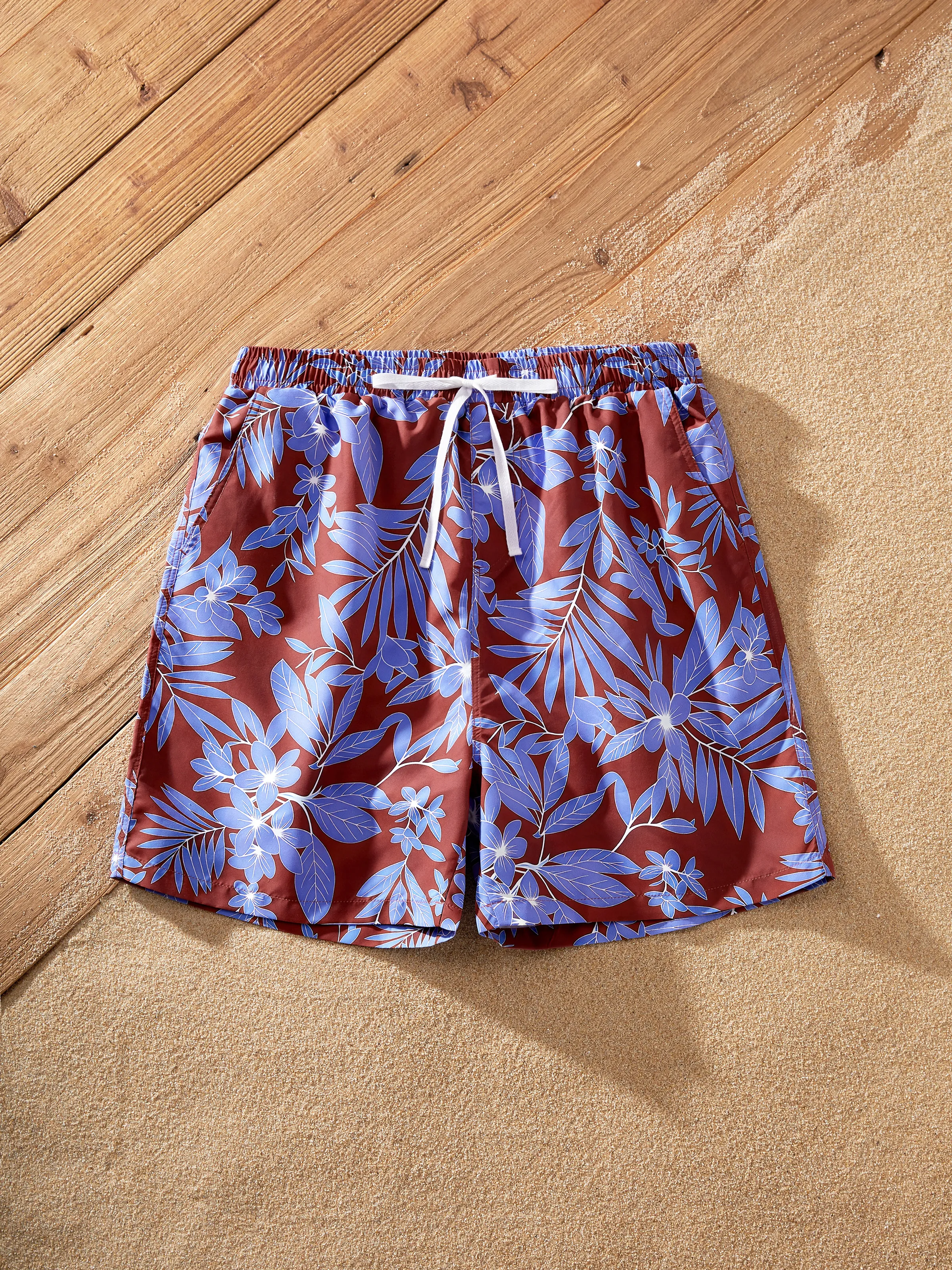 Family Matching Tropical Leaf Print Swimsuits Cutout One-Piece & Swim Trunks Set Multi-color - Image 9