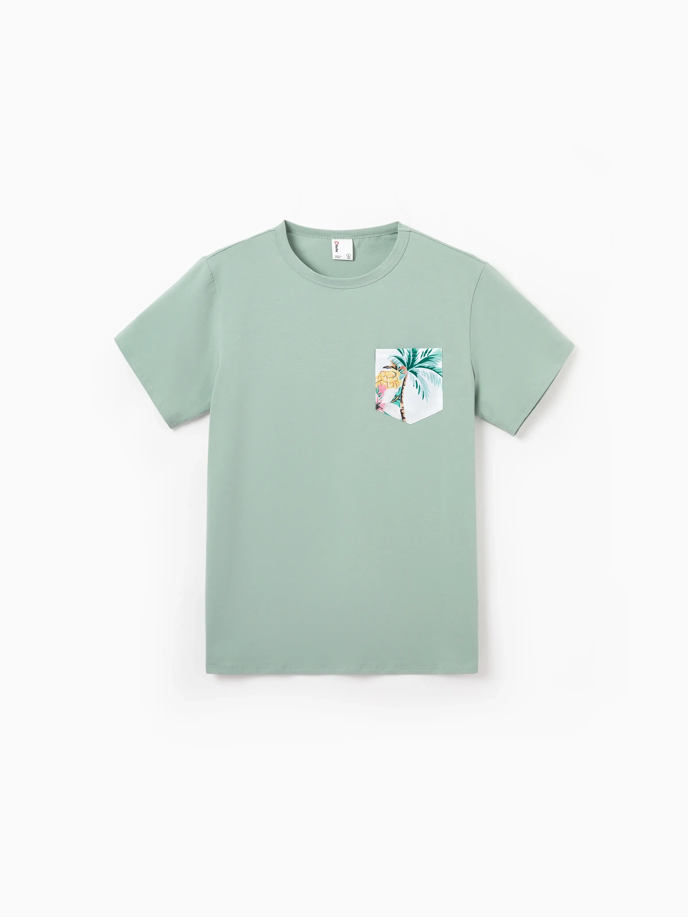 Family Matching Tropical Print Outfits Mommy & Me Tank Dress & Dad/Kids Cotton T-Shirt Set
 Green - Image 31