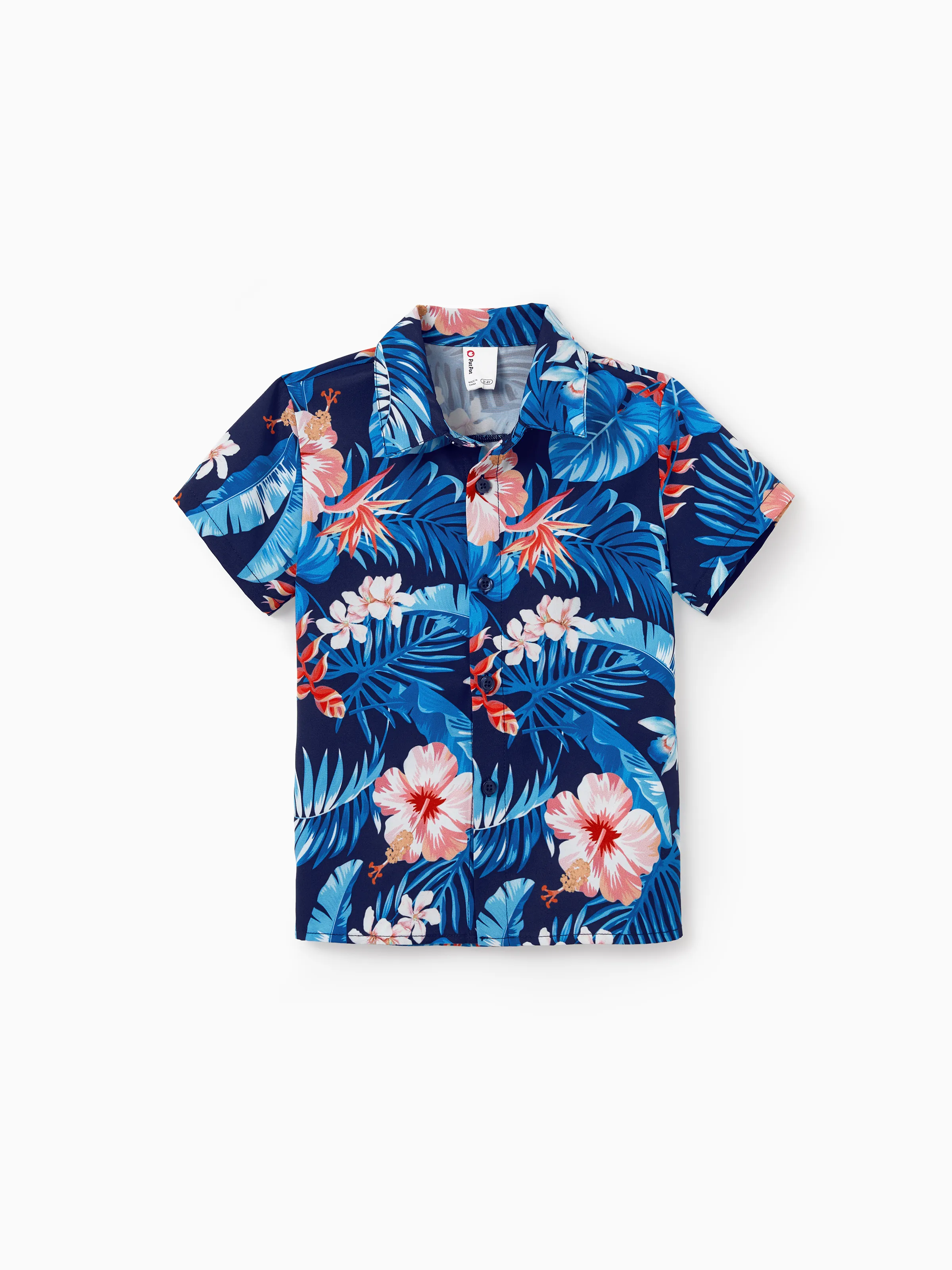 Family Matching Vacation Set Tropical Floral Print Shirt or Halter Dresses for Dad, Mom, Kids & Baby, Perfect for Summer Holidays & Family Photos Deep Blue - Image 20