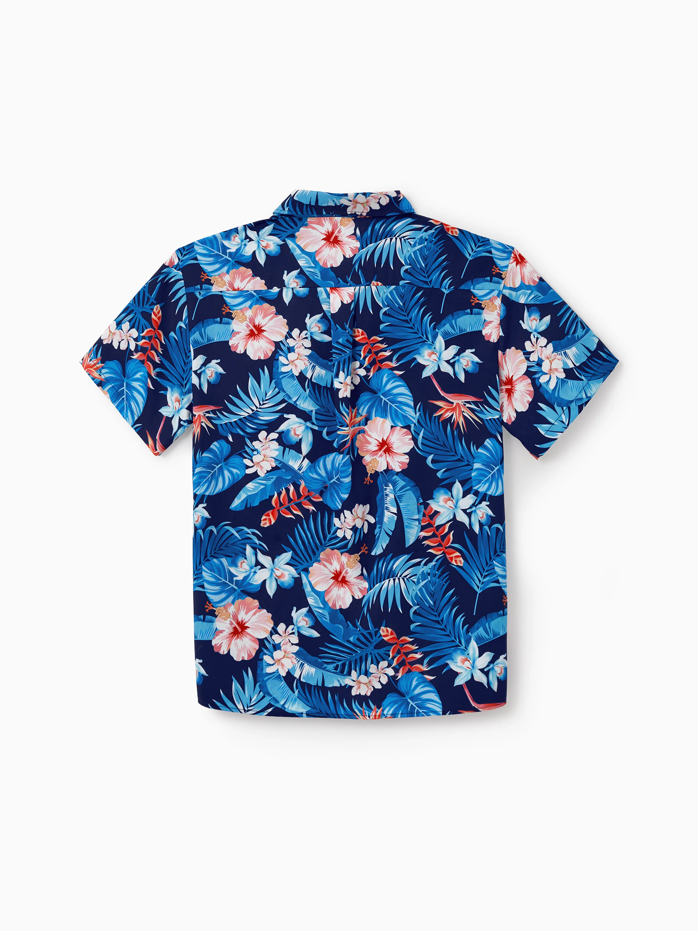 Family Matching Vacation Set Tropical Floral Print Shirt or Halter Dresses for Dad, Mom, Kids & Baby, Perfect for Summer Holidays & Family Photos Deep Blue - Image 26