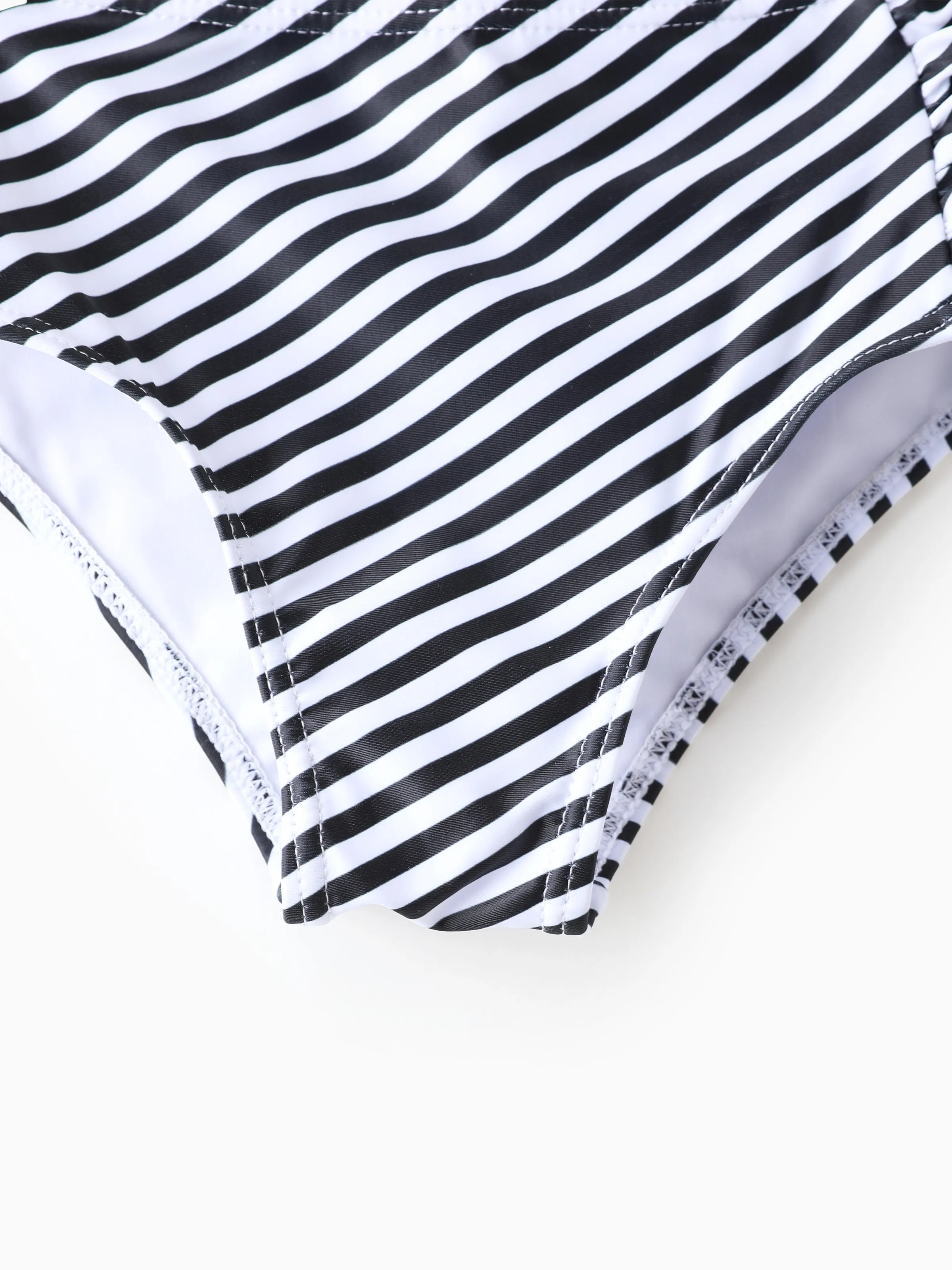 Family Matching Vertical Stripe Drawstring Swim Drunks or Besties Printed Crop Tank Bikini Khaki - Image 11