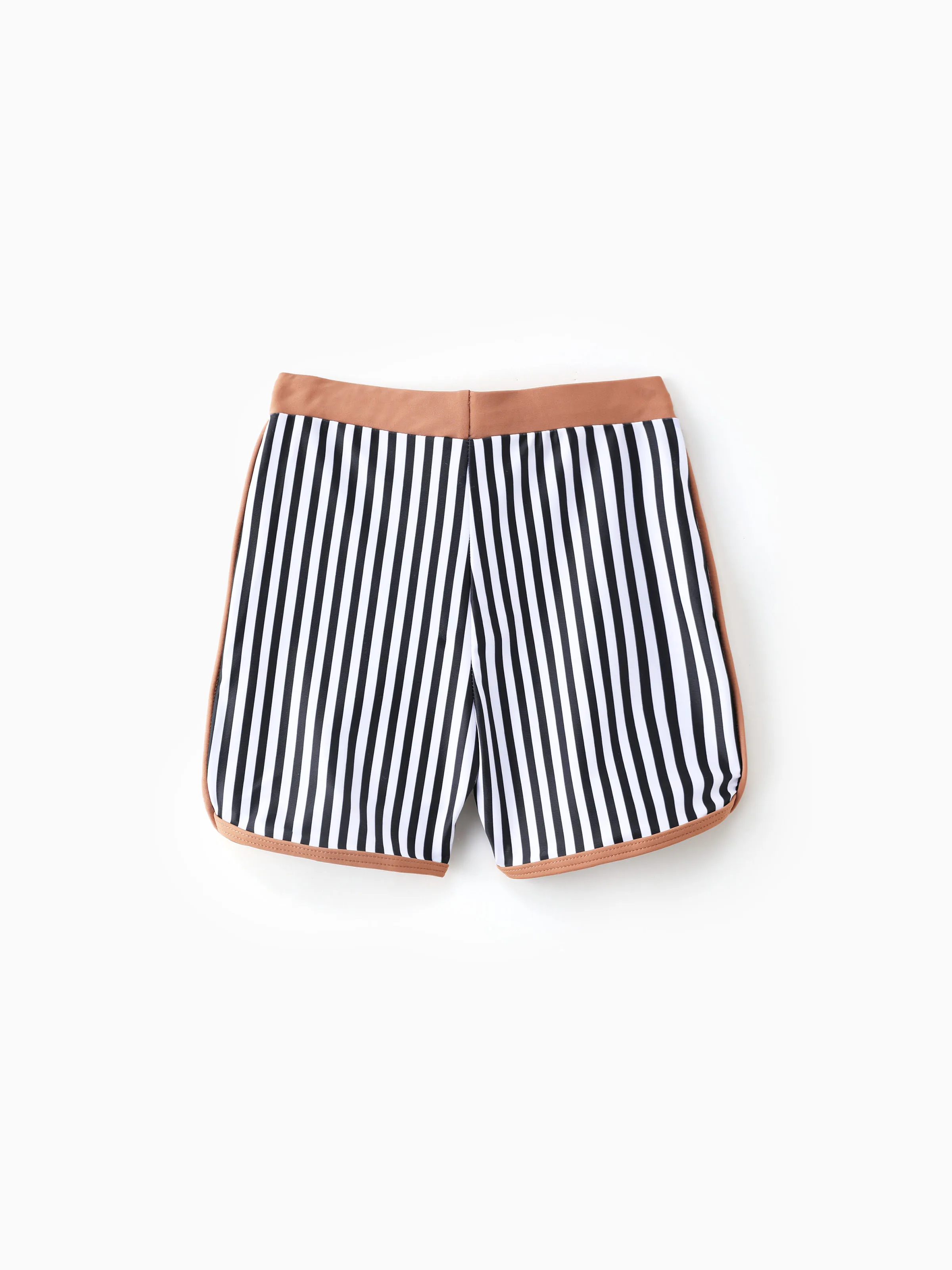 Family Matching Vertical Stripe Drawstring Swim Drunks or Besties Printed Crop Tank Bikini Khaki - Image 12