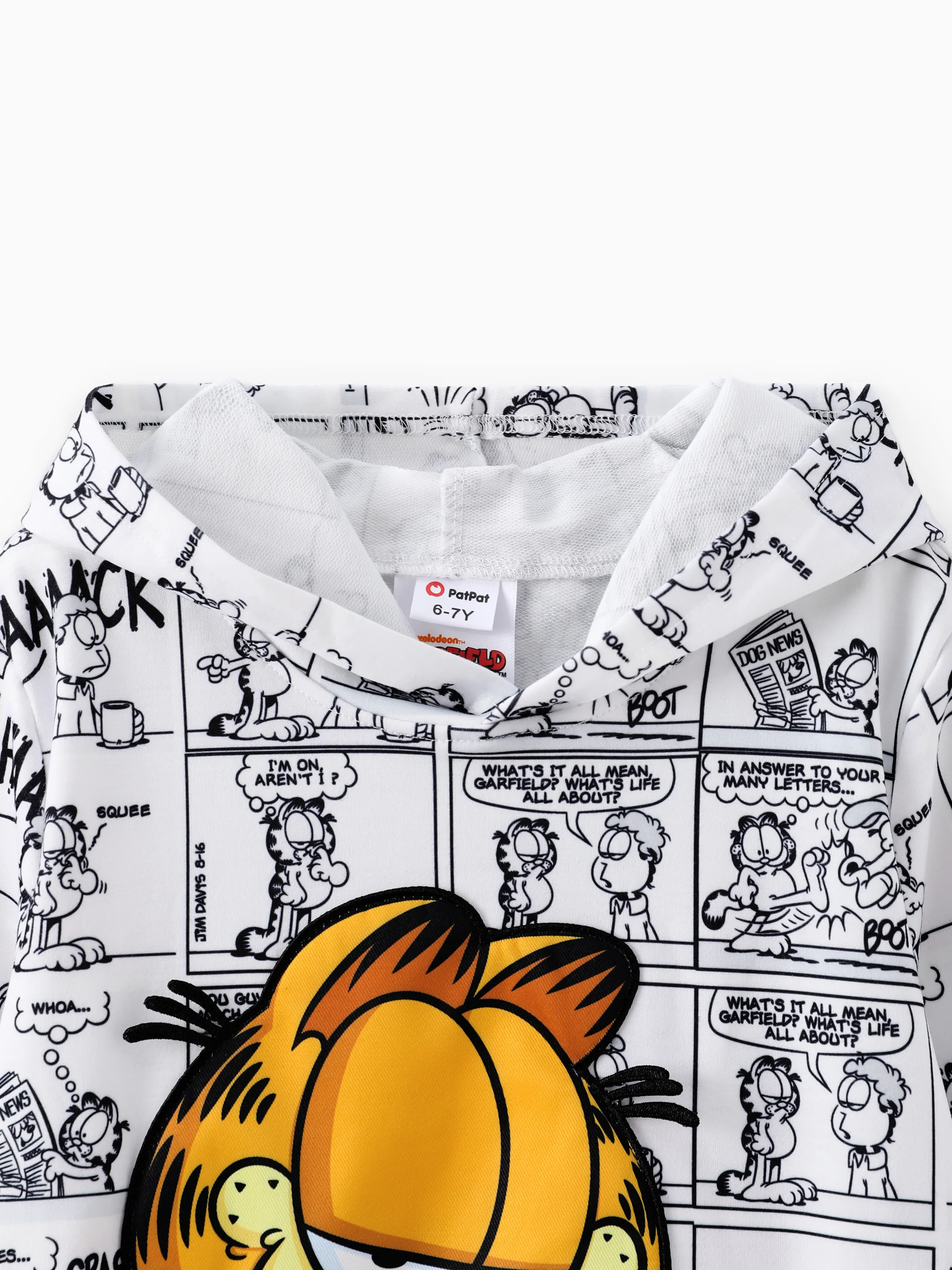 Garfield Kids Boy 1pc Graphic Comic Print Hoodie BlackandWhite - Image 3