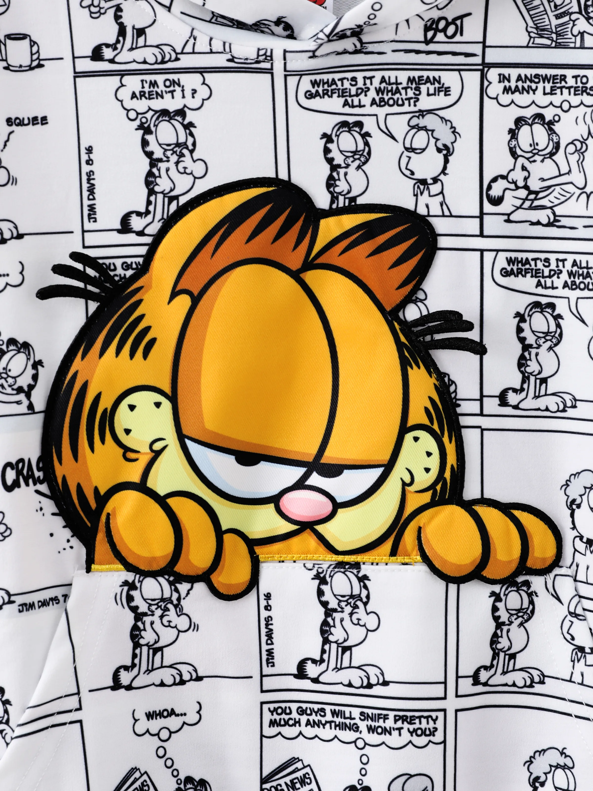Garfield Kids Boy 1pc Graphic Comic Print Hoodie BlackandWhite - Image 6