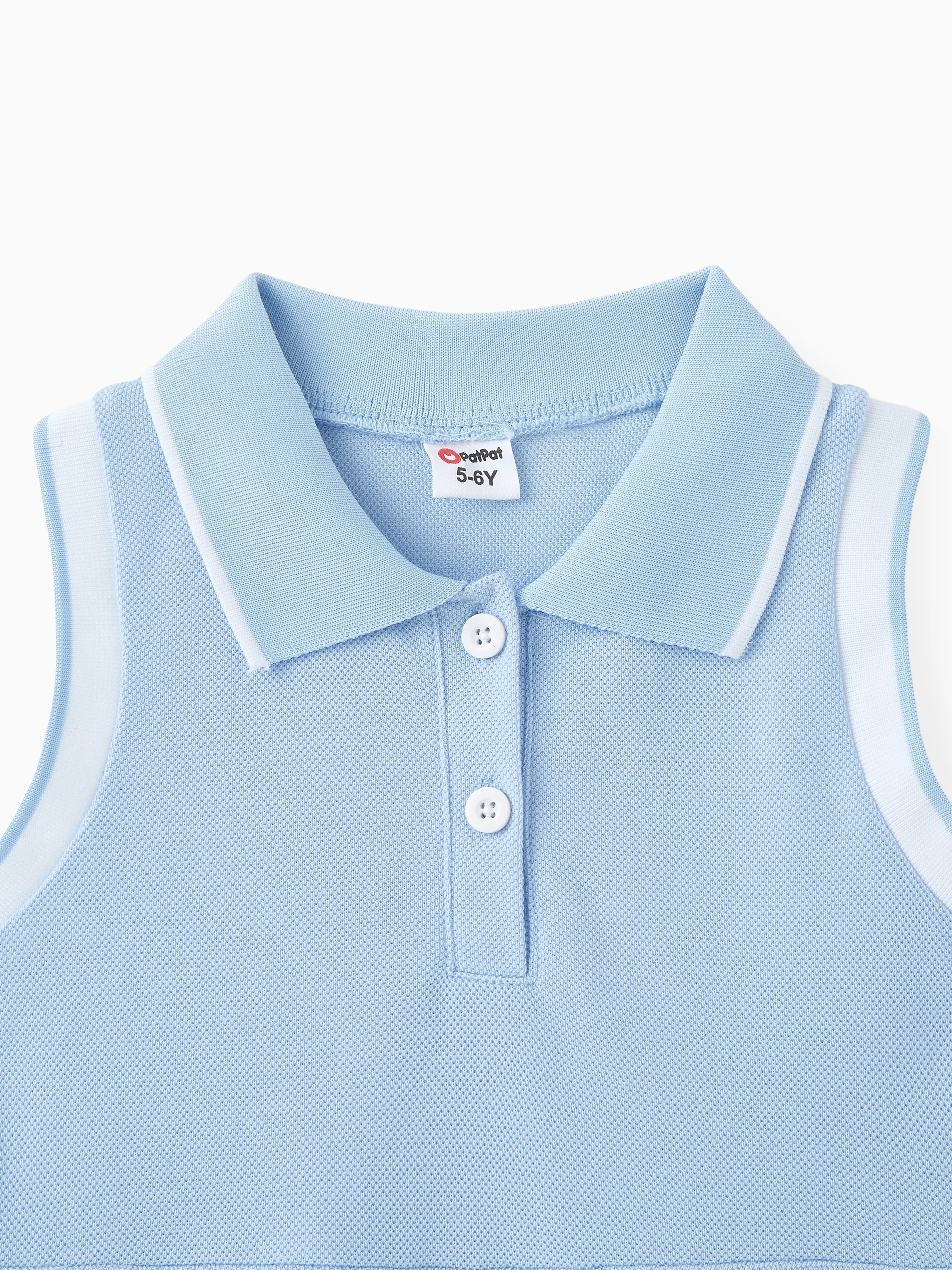 Girl's Casual Solid Color Dress - Shirt Collar, Polyester-Spandex Fabric, 1 Piece Light Blue - Image 2