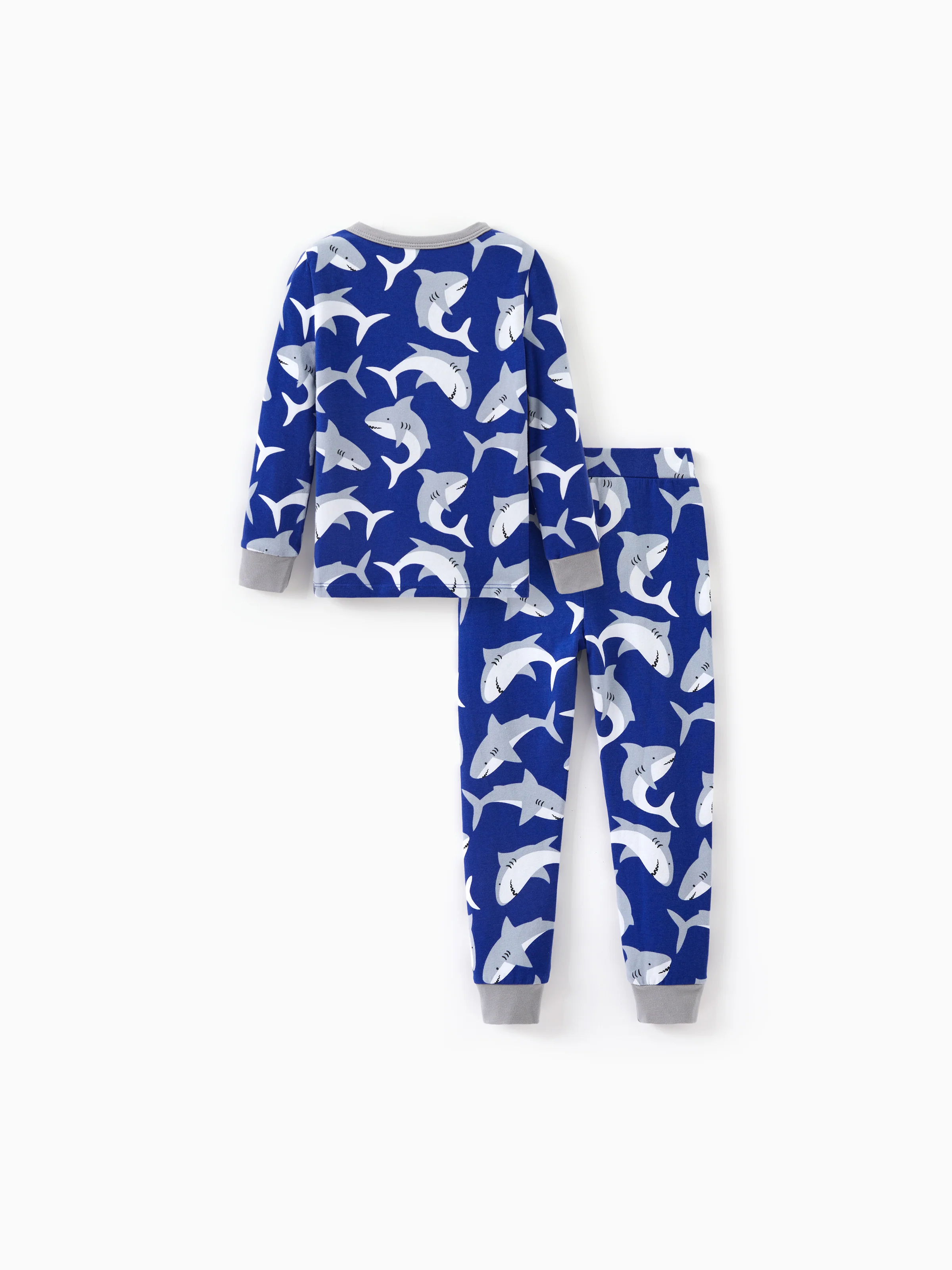 Halloween Pajamas Set with Childlike Print 2-piece Snug fit Organic Cotton Pajamas for Toddler / Kids Girls / Boys Deep Blue - Image 5