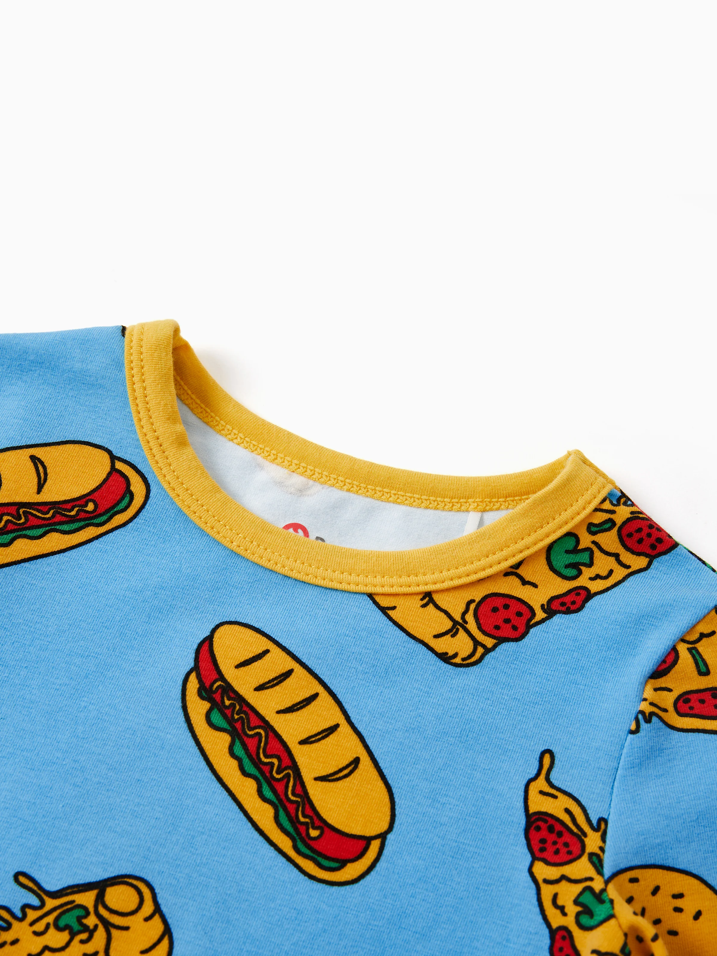 Halloween Pajamas Set with Childlike Print 2-piece Snug fit Organic Cotton Pajamas for Toddler / Kids Girls / Boys Light Blue - Image 2