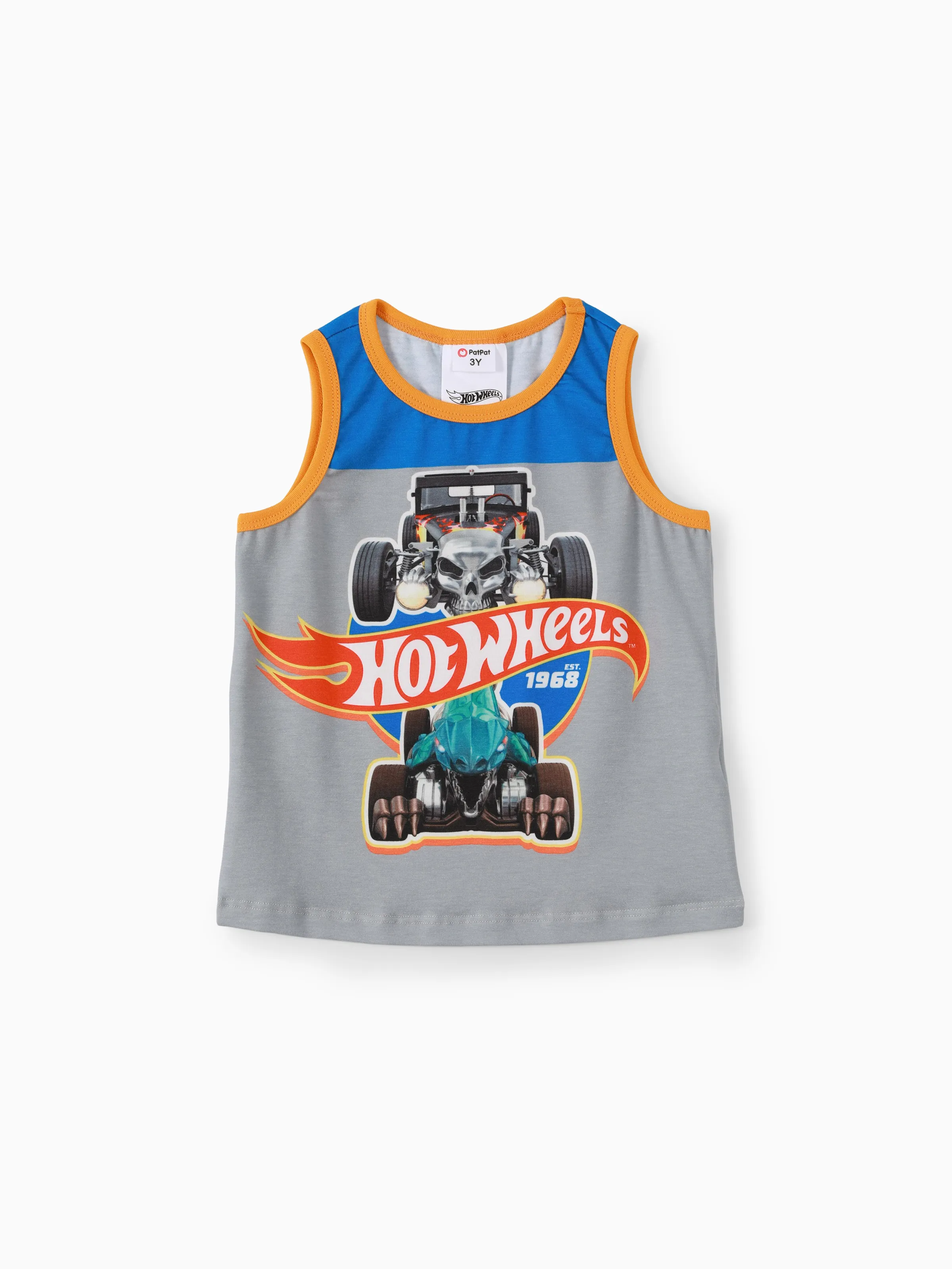 Hot Wheels 2pcs Toddler Boy Naia Colorblock Tank Top and Elasticized Cotton Shorts set Blue - Image 3