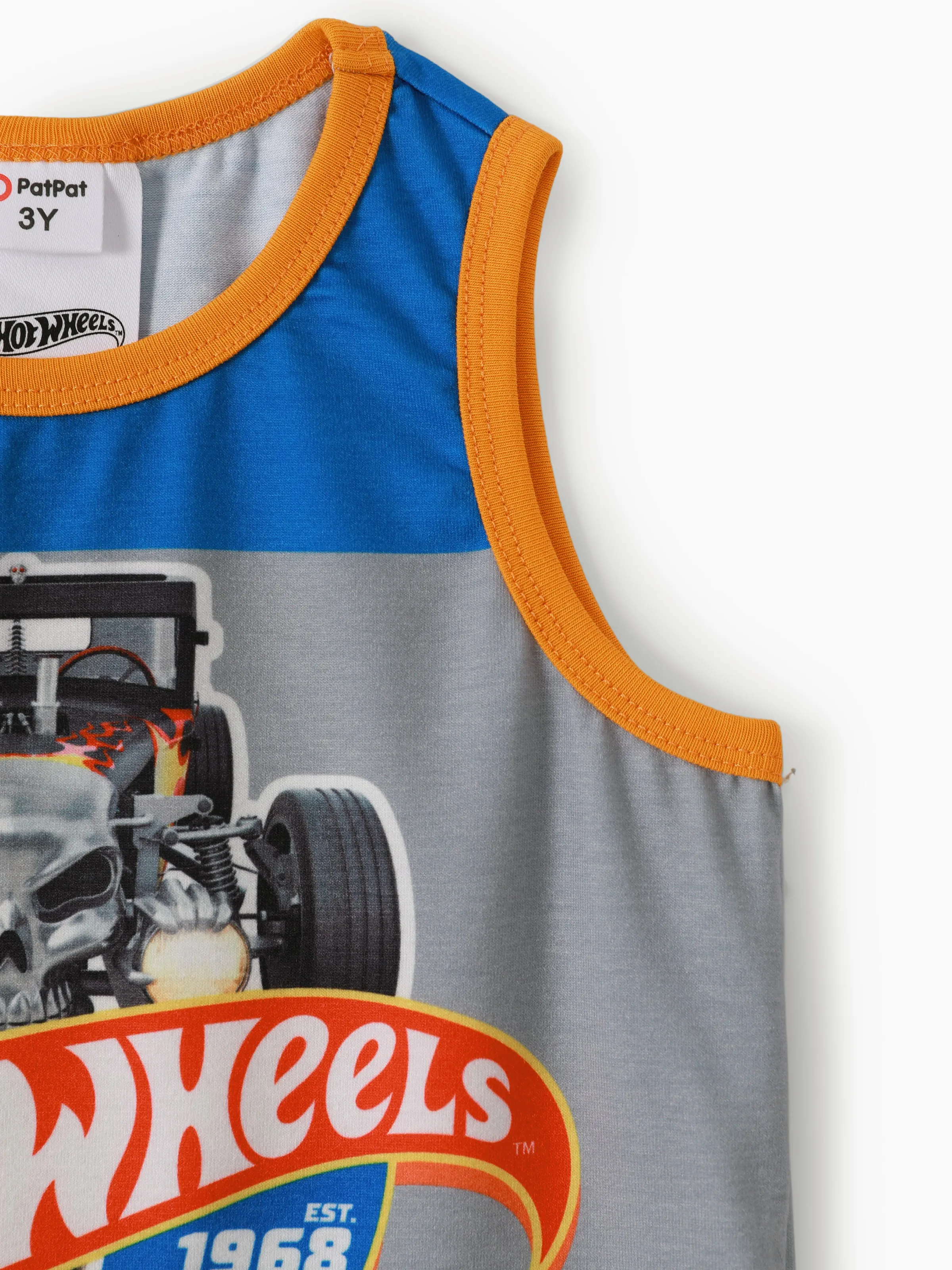 Hot Wheels 2pcs Toddler Boy Naia Colorblock Tank Top and Elasticized Cotton Shorts set Blue - Image 5