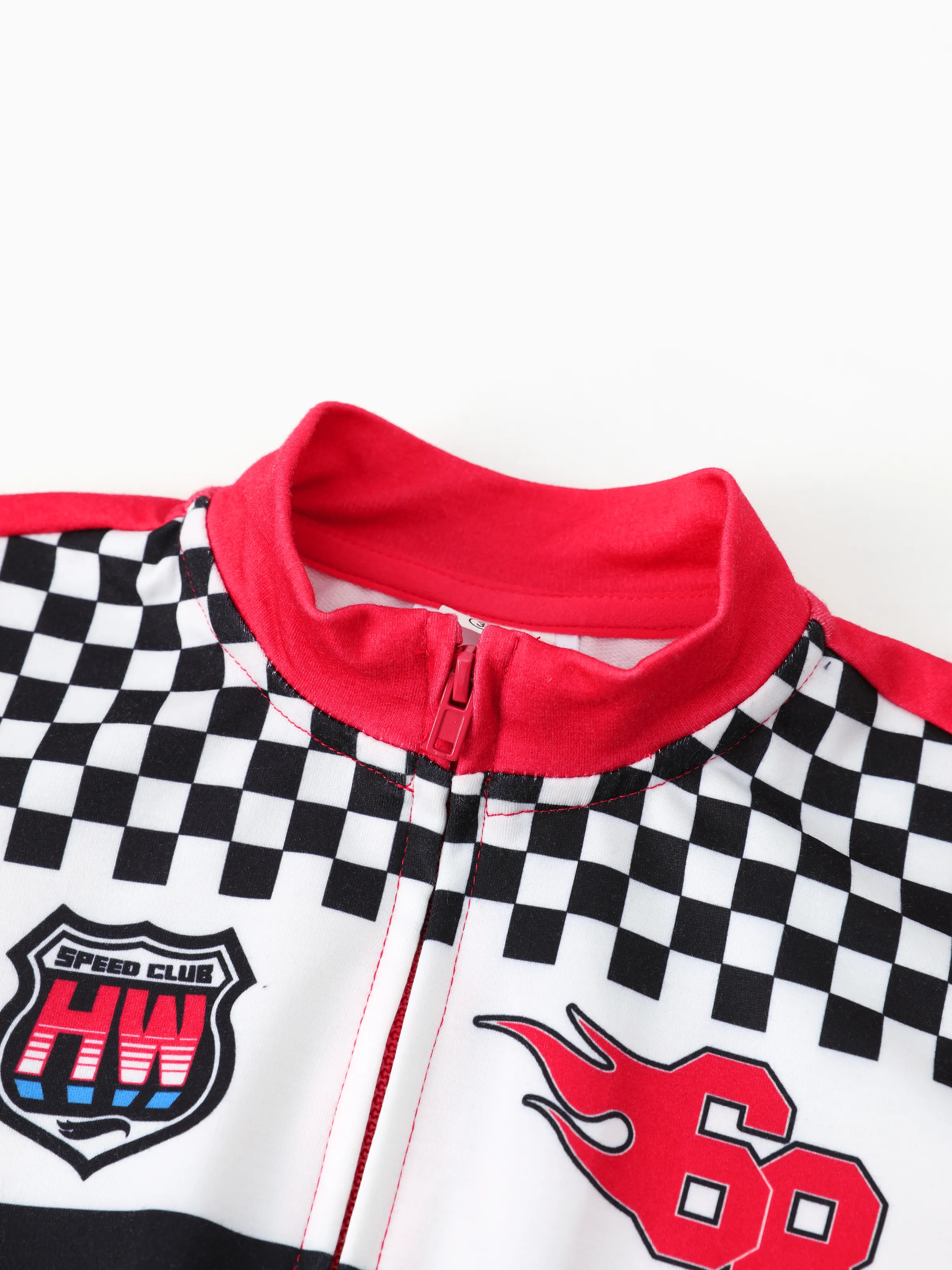 Hot Wheels Toddler Boy 1pc Colorblock Logo Print Long-sleeve Racing Jumpsuit Red - Image 5