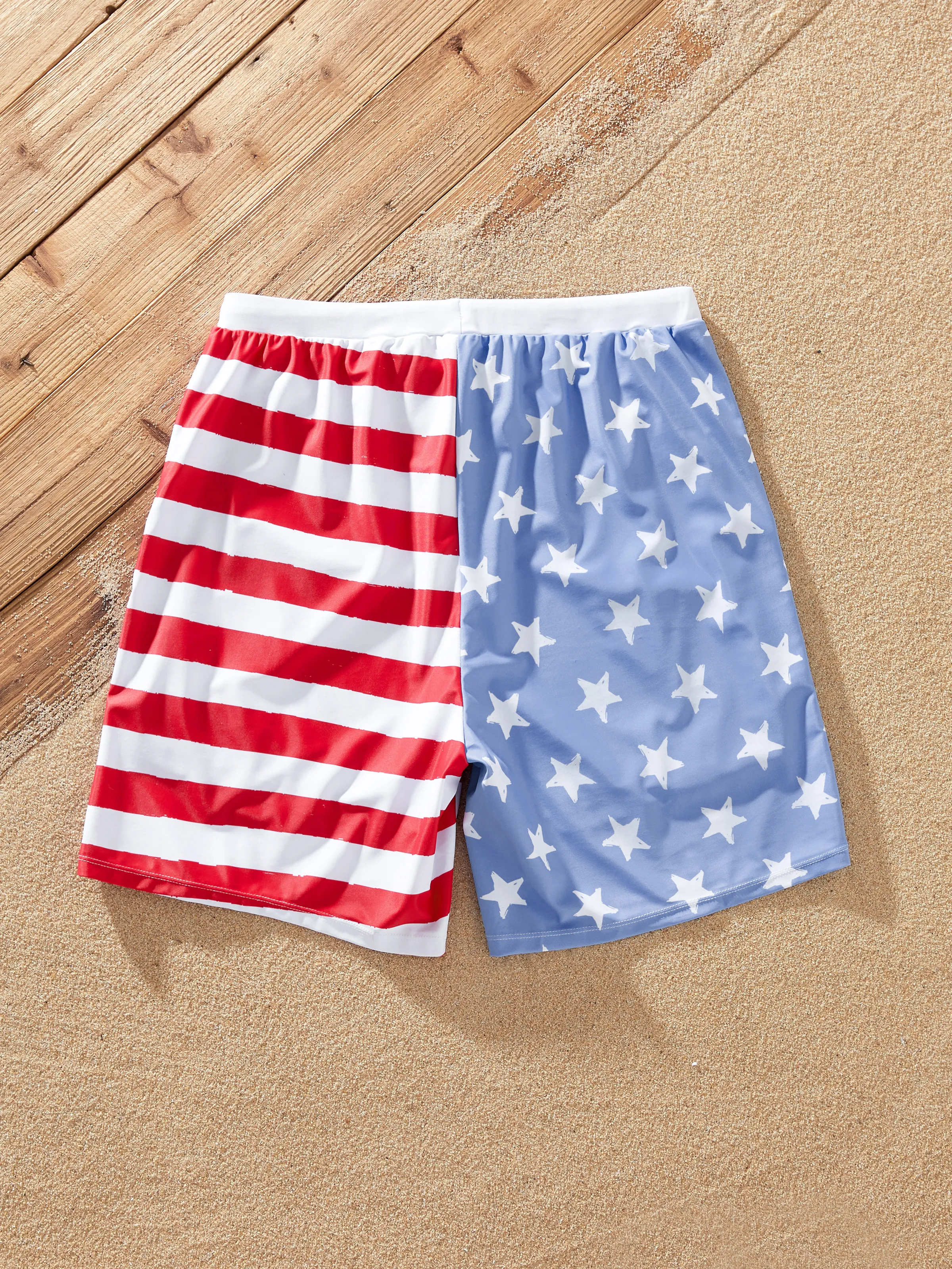 Independence Day 4th of July Daddy & Son Patriotic Swimwear Stars and Stripes Board Shorts Blue - Image 4