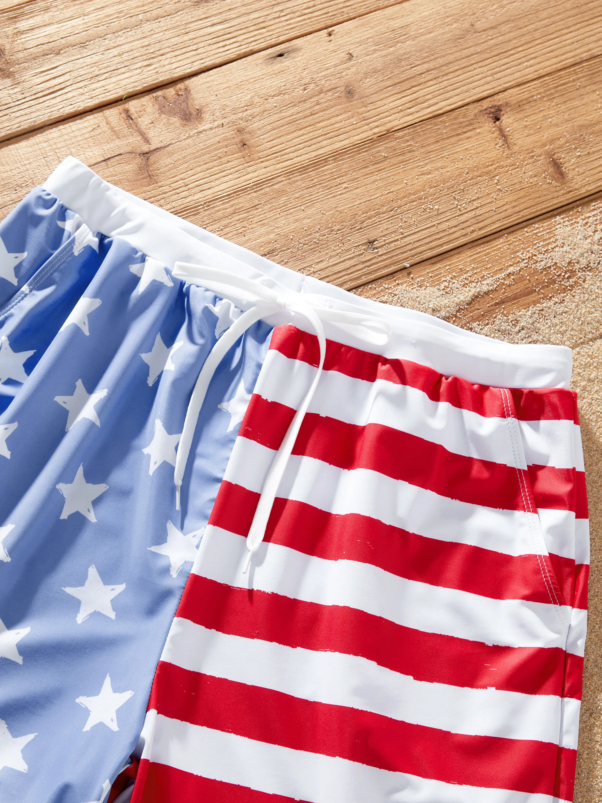 Independence Day 4th of July Daddy & Son Patriotic Swimwear Stars and Stripes Board Shorts Blue - Image 6