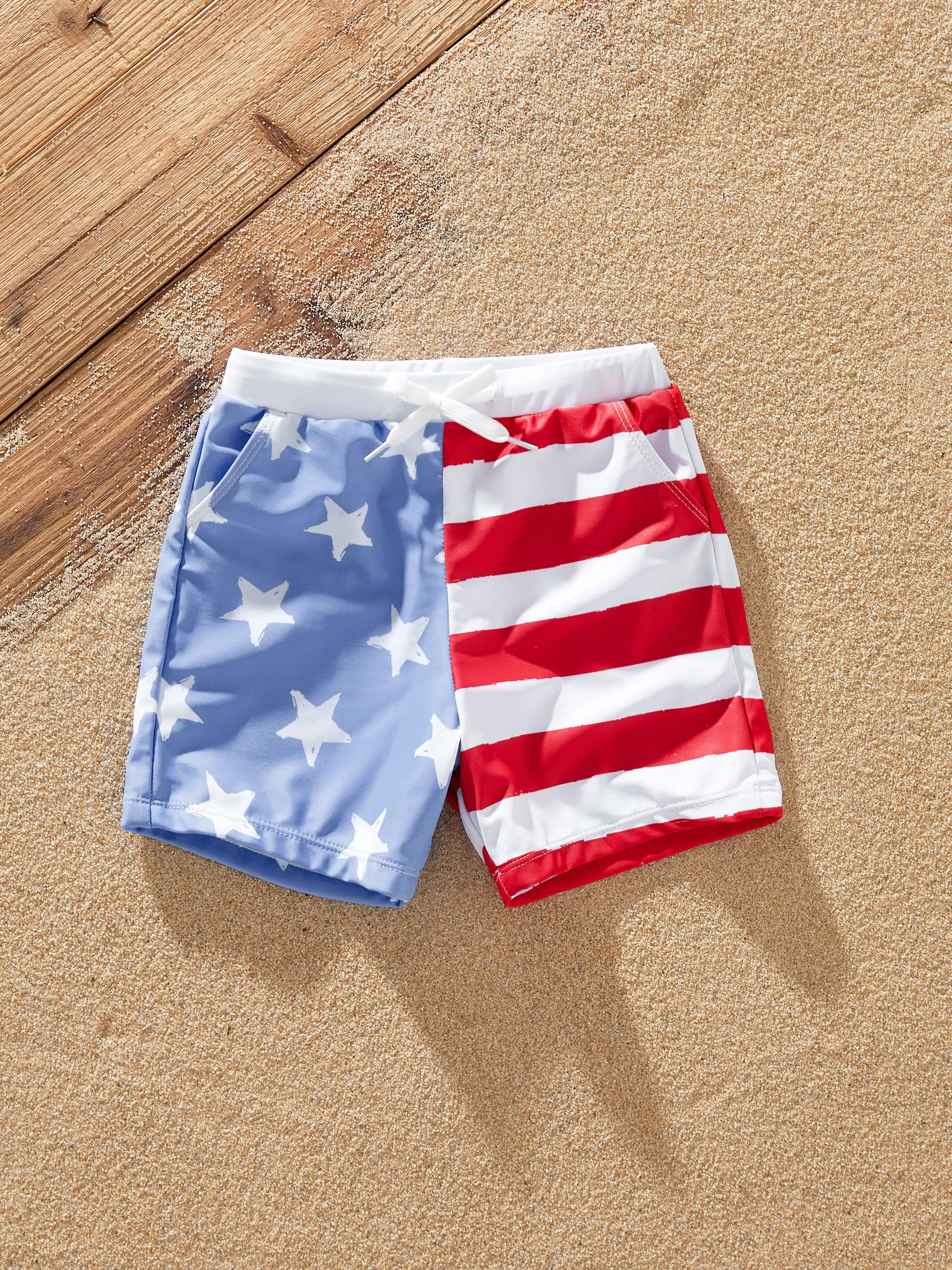 Independence Day 4th of July Daddy & Son Patriotic Swimwear Stars and Stripes Board Shorts Blue - Image 8