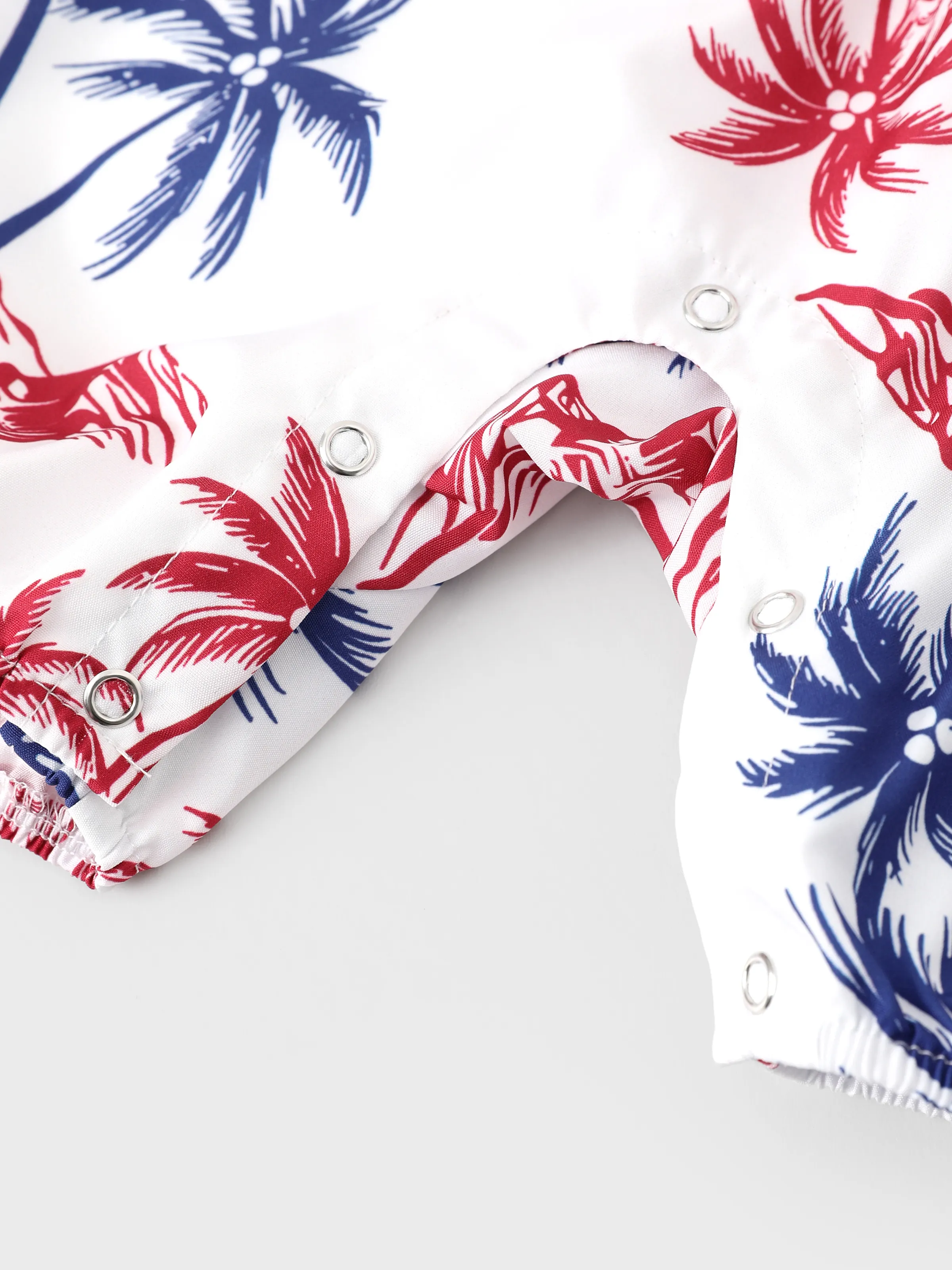 Independence Day 4th of July Matching Family Outfits Red & Blue Palm Tree Print Hawaiian Vacation Clothes Summer Beach Shirt & Dress Set Multi-color - Image 15