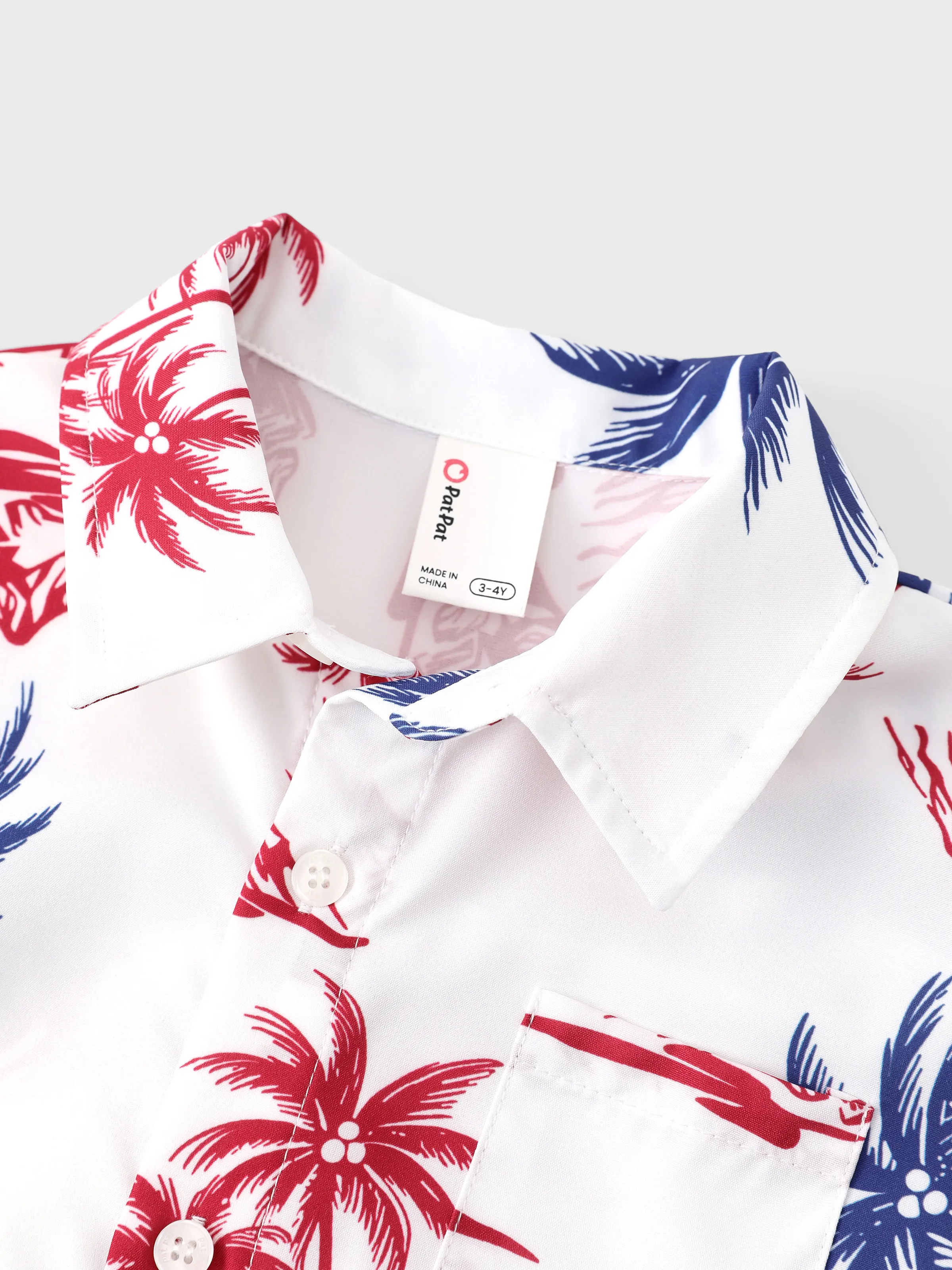 Independence Day 4th of July Matching Family Outfits Red & Blue Palm Tree Print Hawaiian Vacation Clothes Summer Beach Shirt & Dress Set Multi-color - Image 18