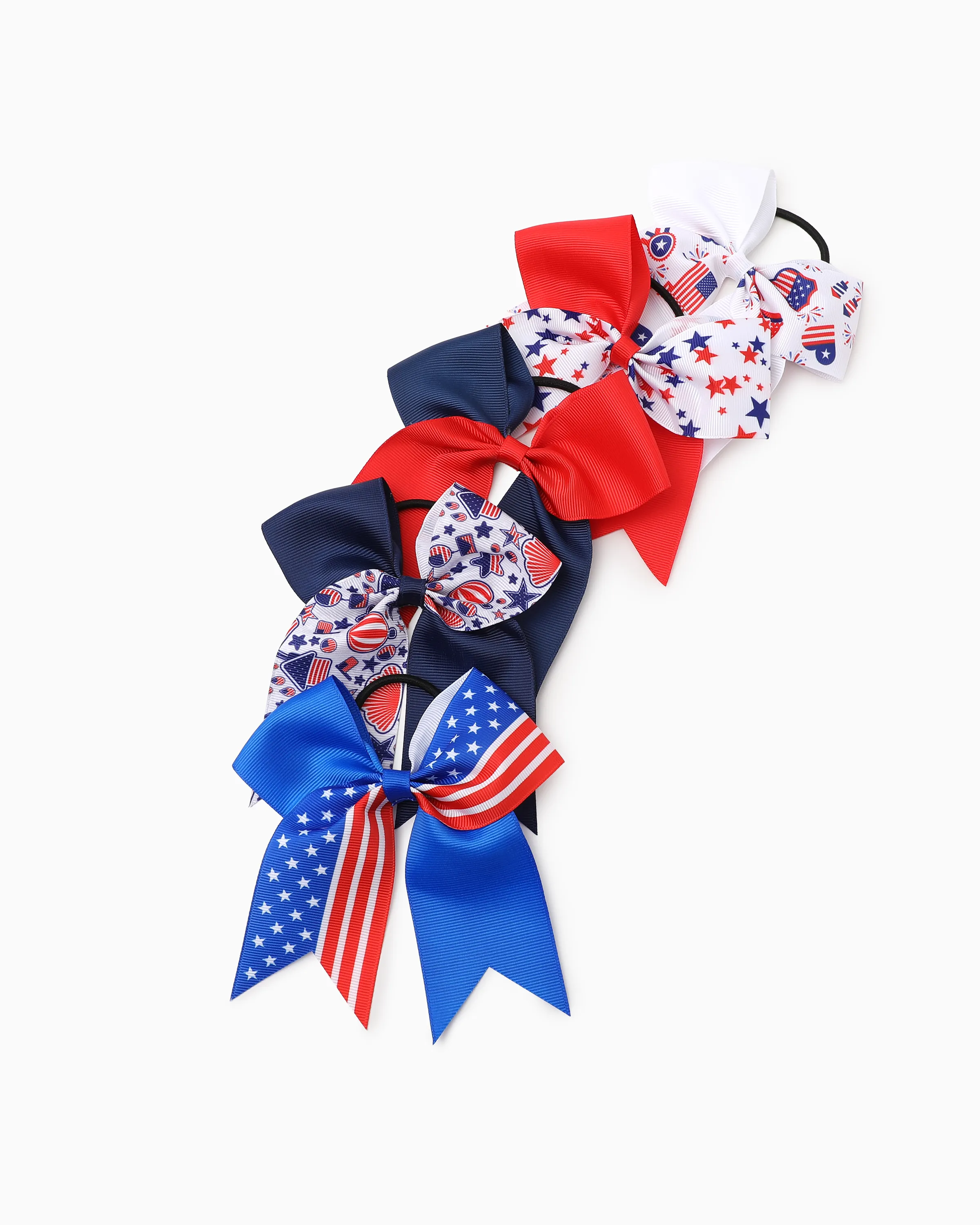 Independence Day Mommy and Me 5-Pack Patriotic Bow Hair Ties Multi-color - Image 2
