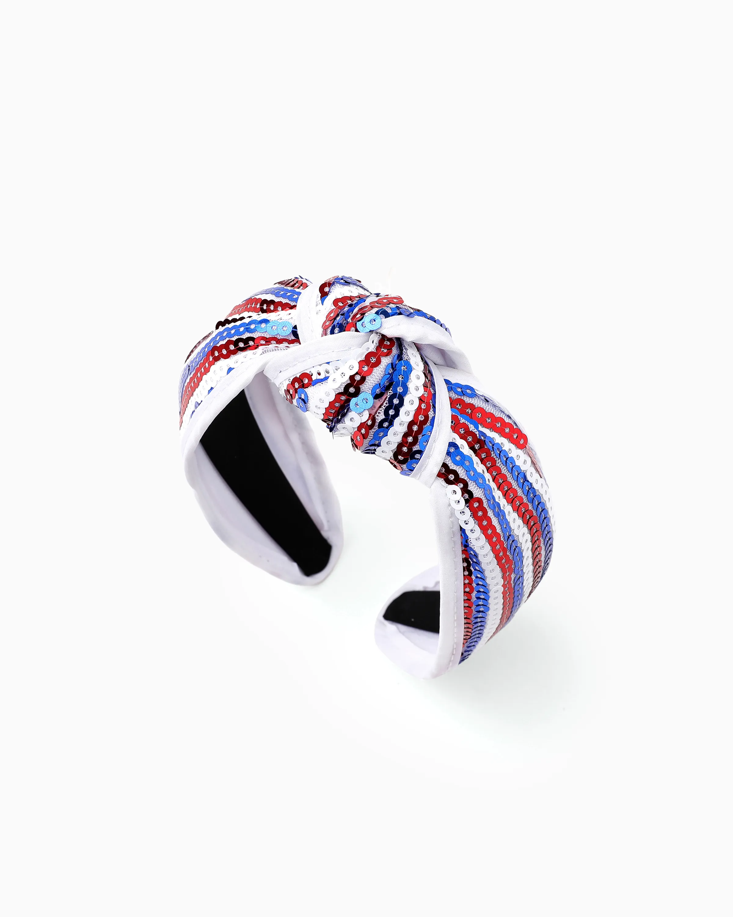 Independence Day Mommy and Me Patriotic Sequin Stripe Knotted Headband White - Image 5