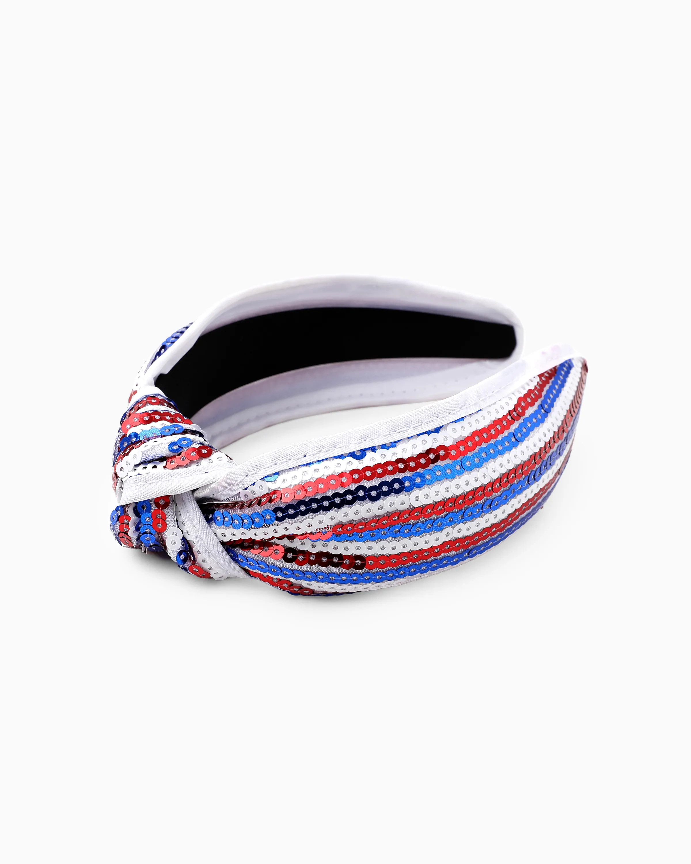Independence Day Mommy and Me Patriotic Sequin Stripe Knotted Headband White - Image 7
