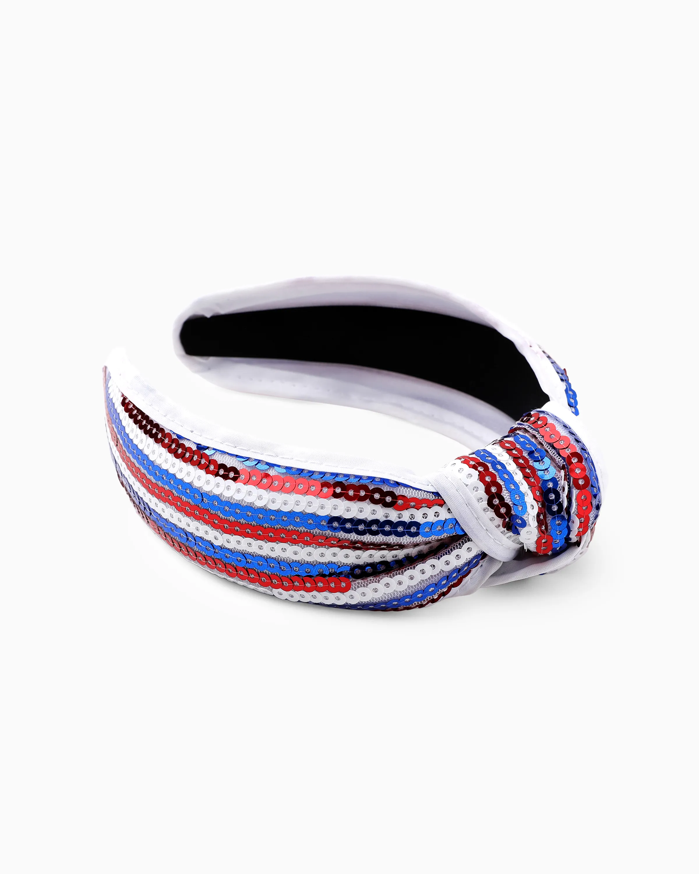 Independence Day Mommy and Me Patriotic Sequin Stripe Knotted Headband White - Image 8