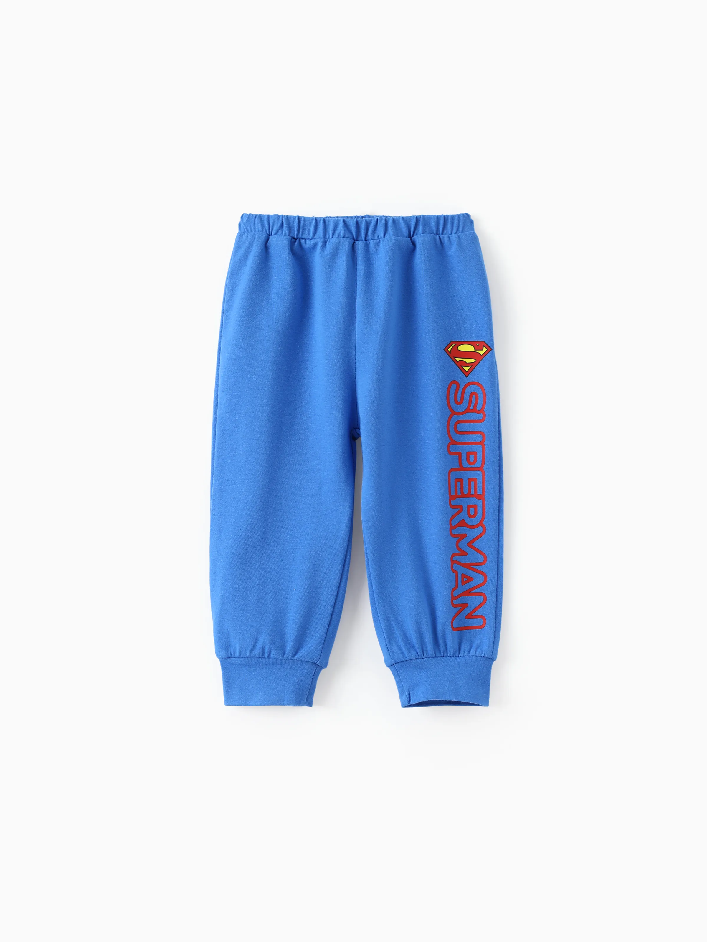 Justice League Baby Boy 2pcs Cotton Batman/Superman Print Colorblock Romper and Pants Set Blue - Image 4