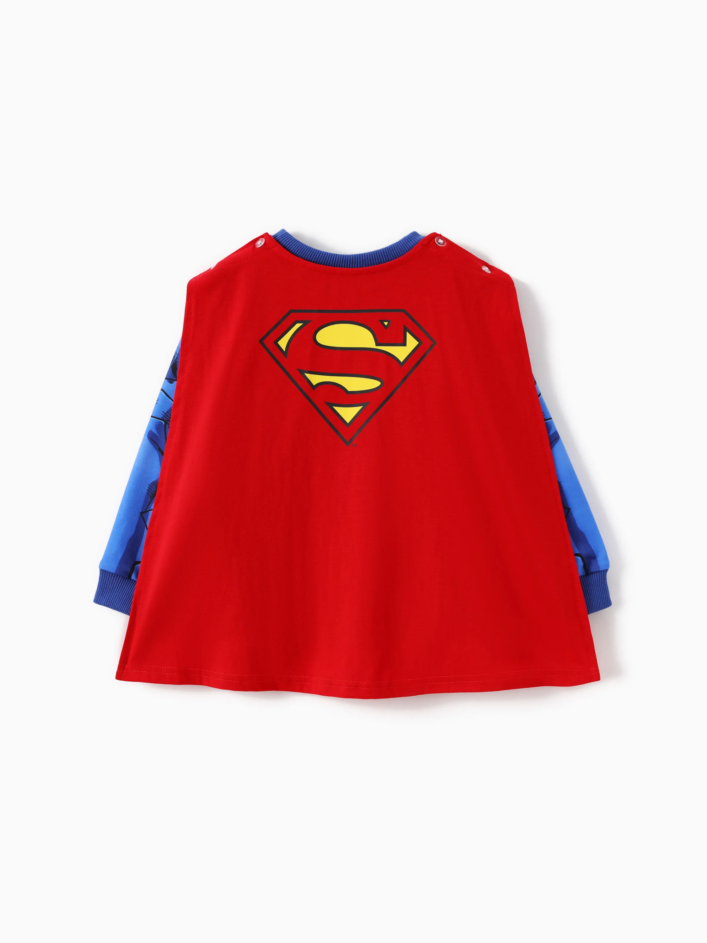 Justice League Toddler Boy Superman/Batman 3pcs Cosplay Costume with Removable Cloak Set Blue - Image 6