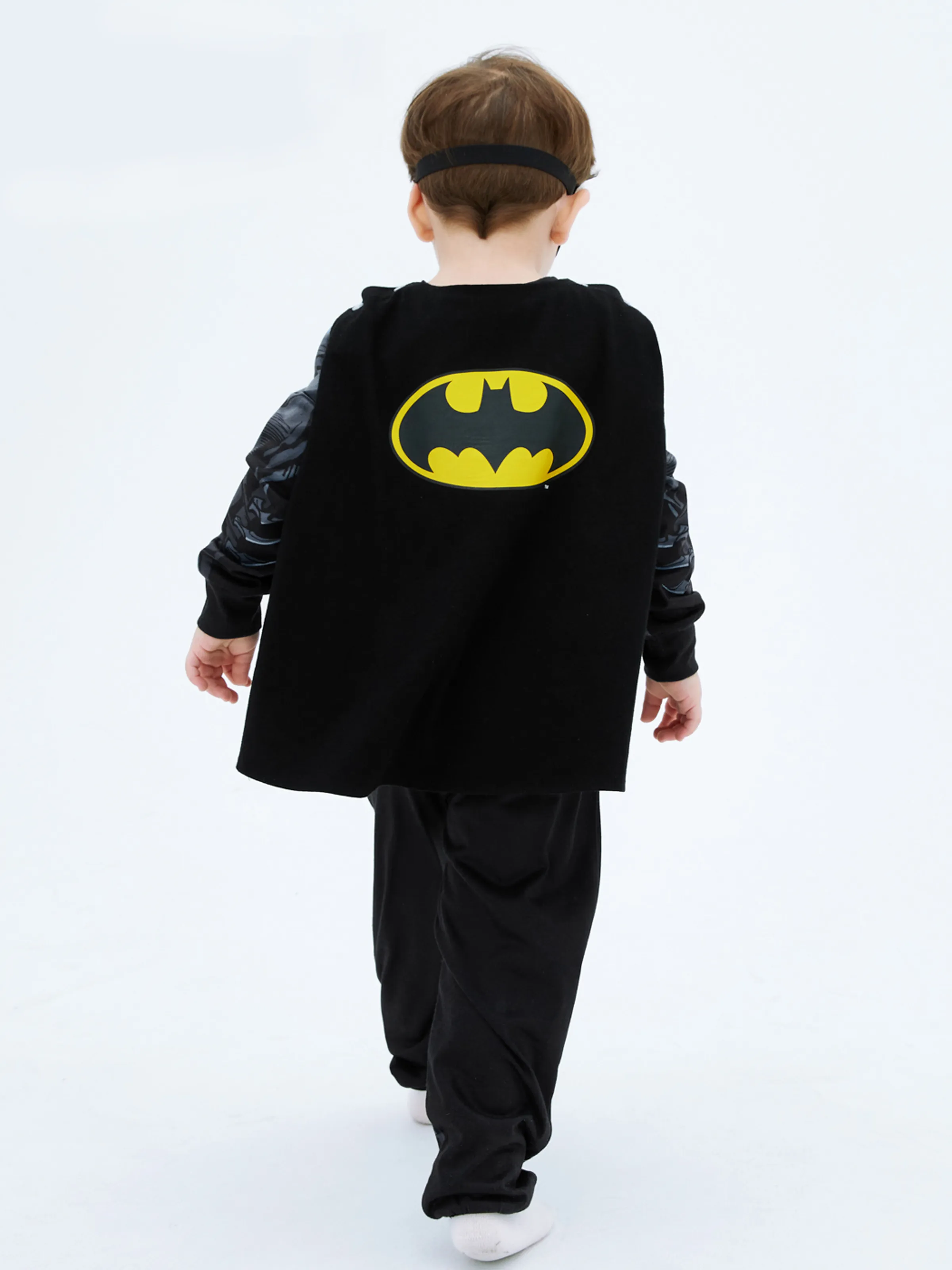 Justice League Toddler Boy Superman/Batman 3pcs Cosplay Costume with Removable Cloak Set Grey - Image 3