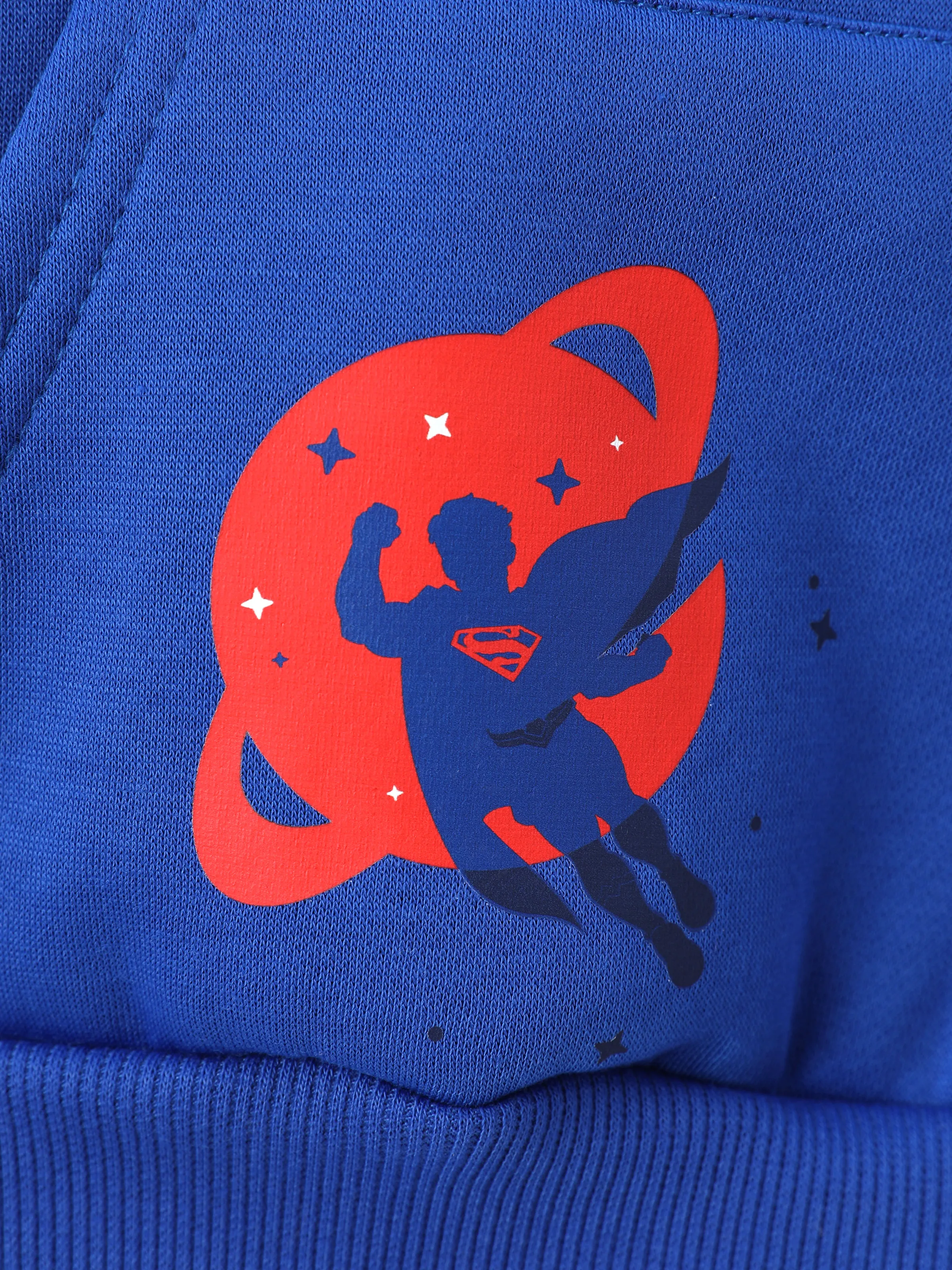 Justice League Toddler/Kid Boy 1pc Batman/Superman Pattern Hooded Sweatshirt Blue - Image 4