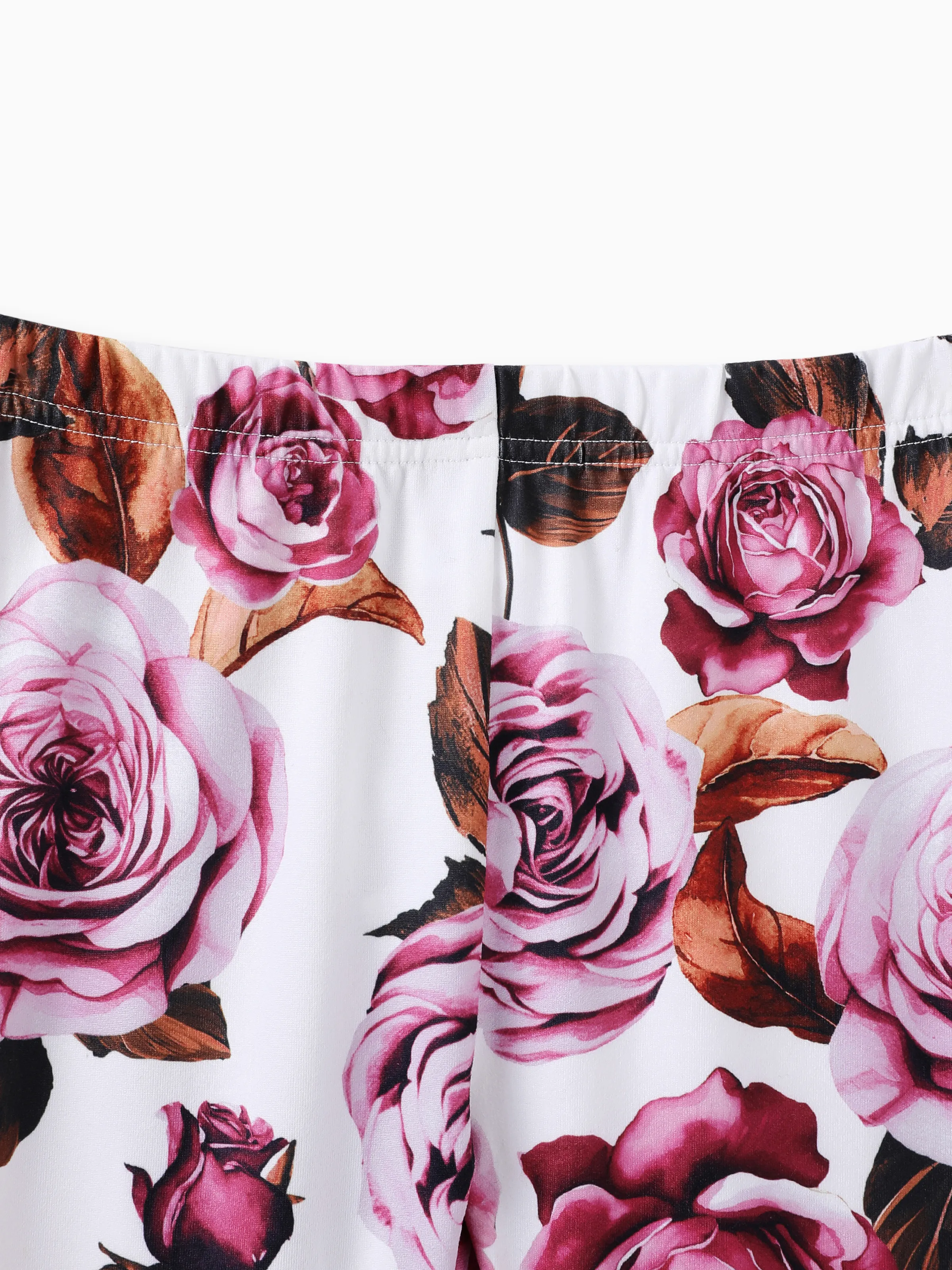 Kid Girl 2pcs Ruffled Irregular Top and Floral Print Leggings Set Roseo - Image 6