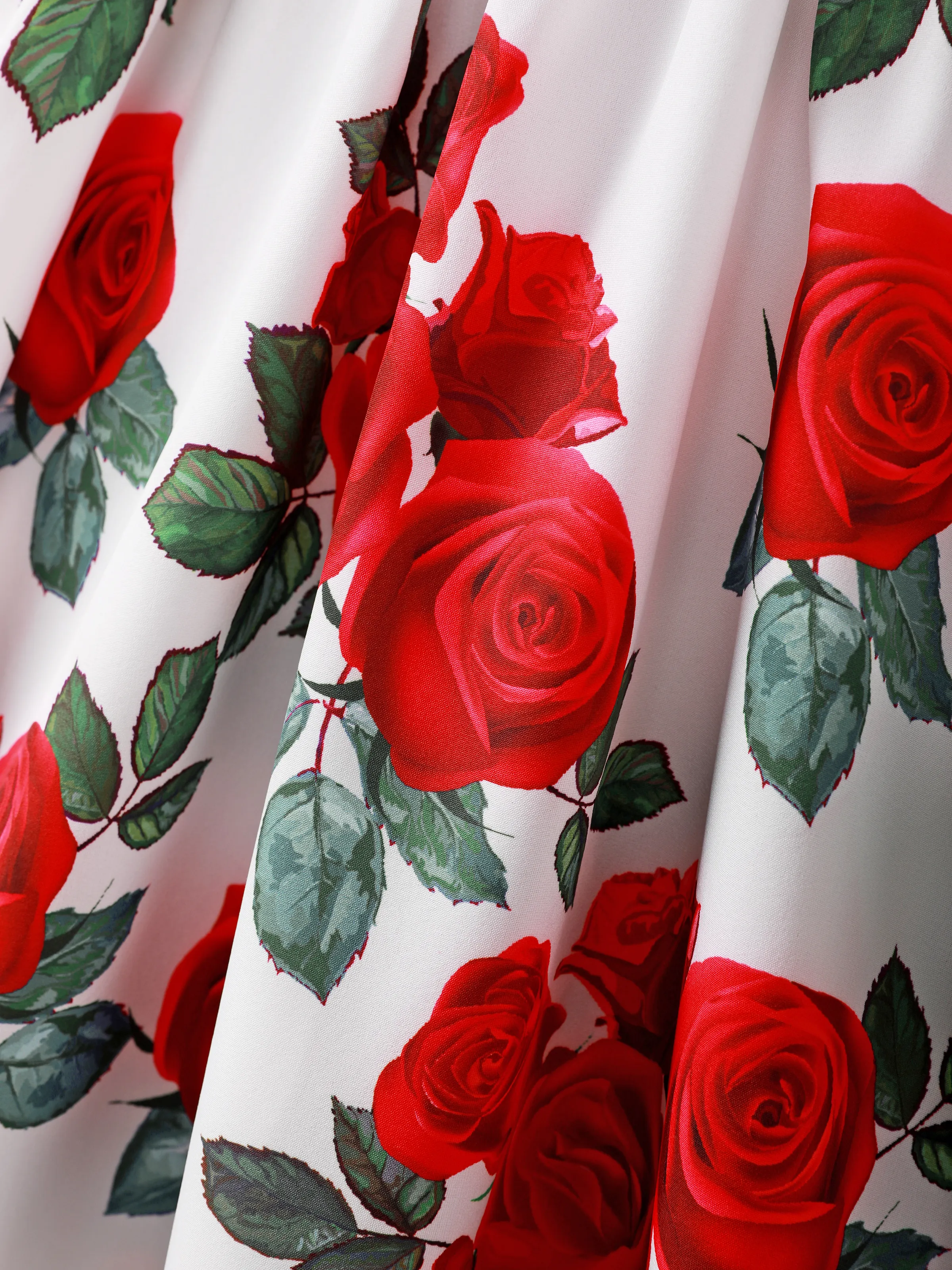 Kid Girl Floral Print Splice Belted Flutter-sleeve Dress Red - Image 7
