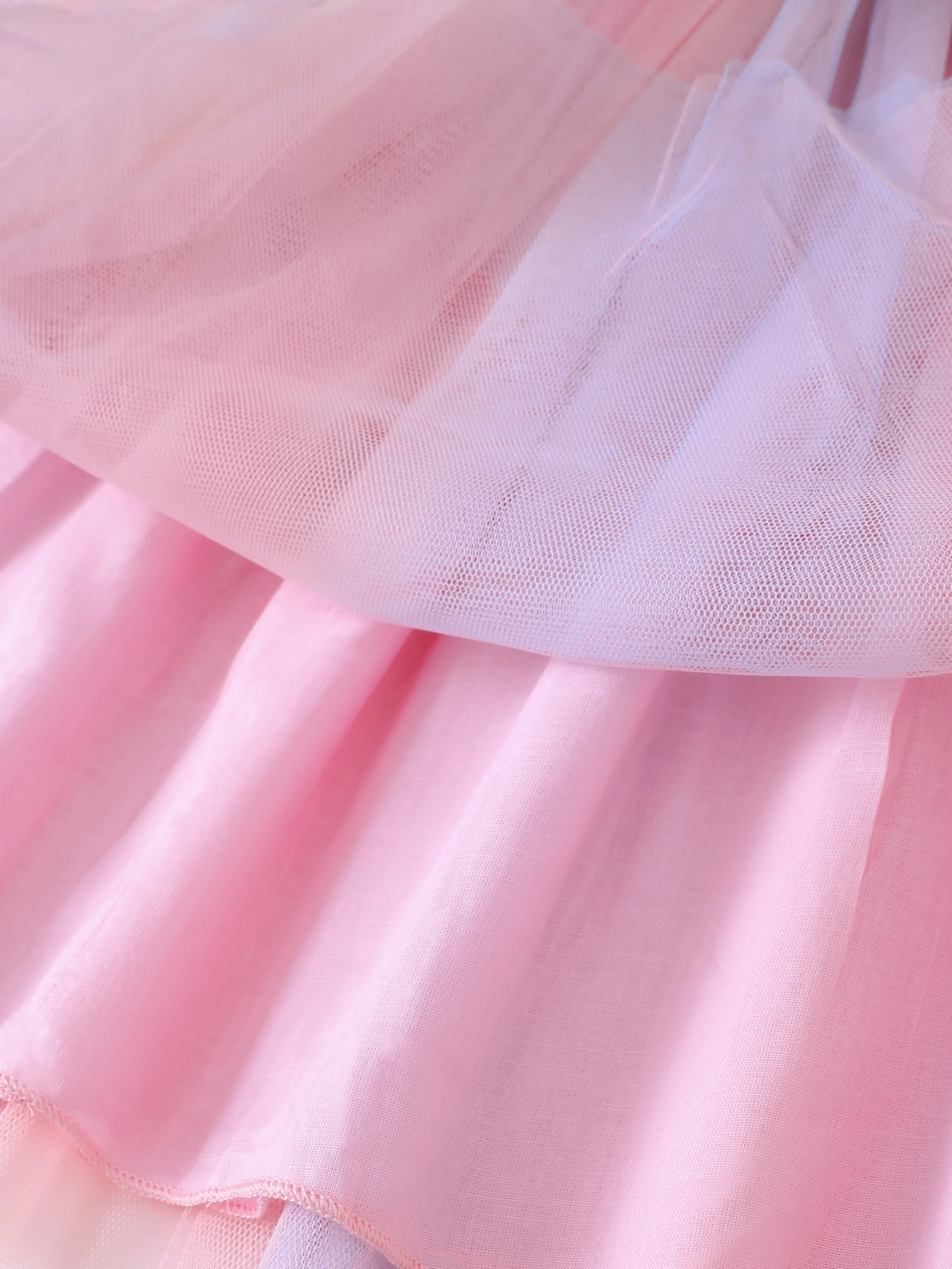 Kid Girl Princess Flutter-sleeve Heart Rainbow Mesh Fairy Dress Pink - Image 8