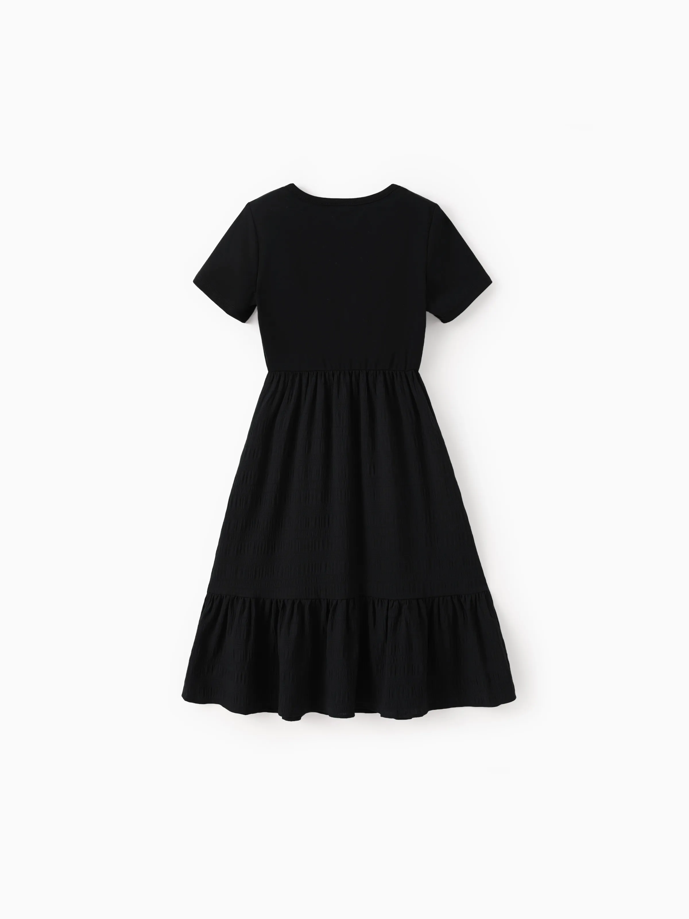 Kid Girl Ruffled Boho Casual Maxi Dress with Pockets Black - Image 3