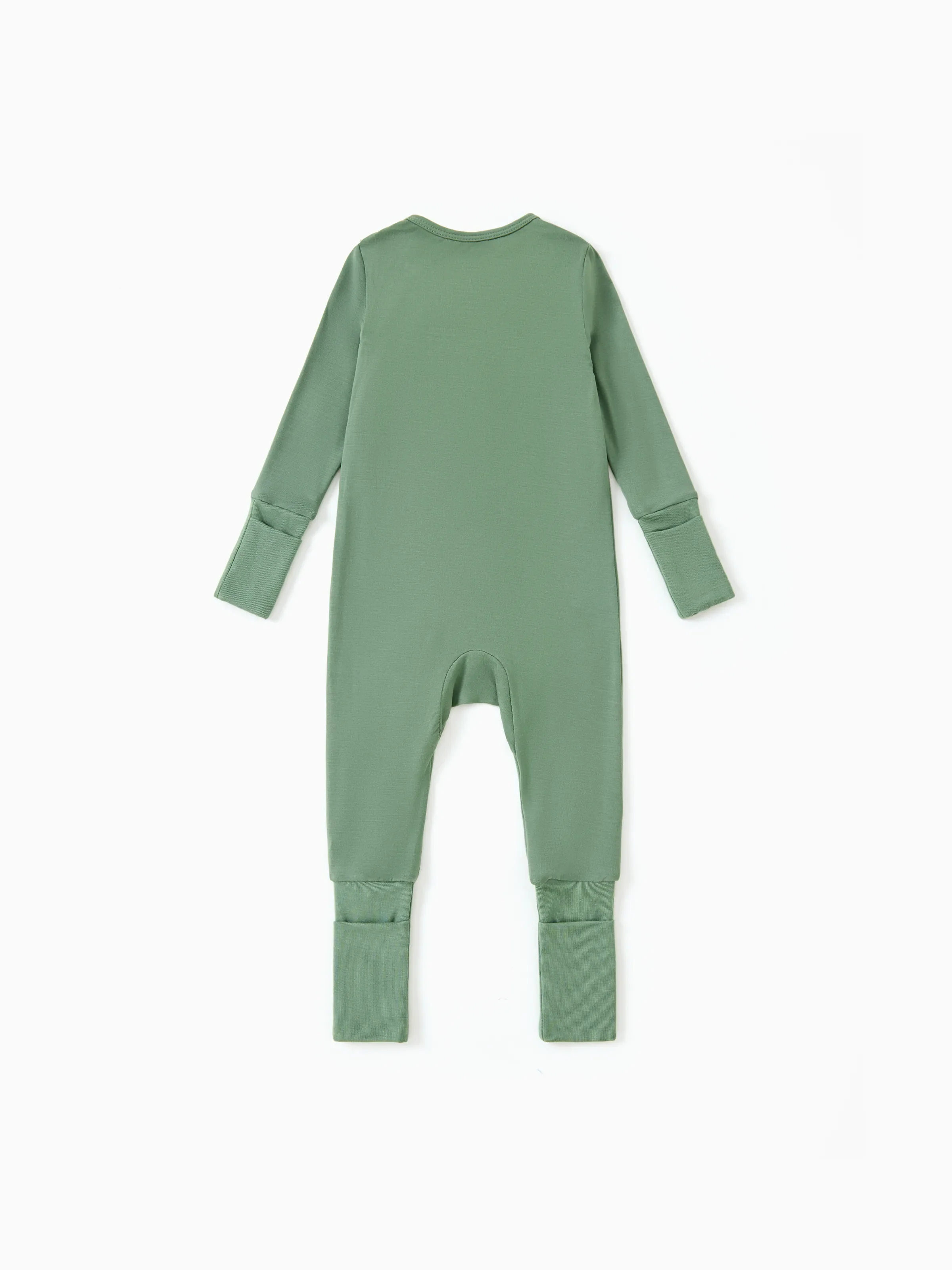 Kids Baby / Girl Bamboo Pajamas With Childlike Print (Snug-Fitting) Dark Green - Image 8