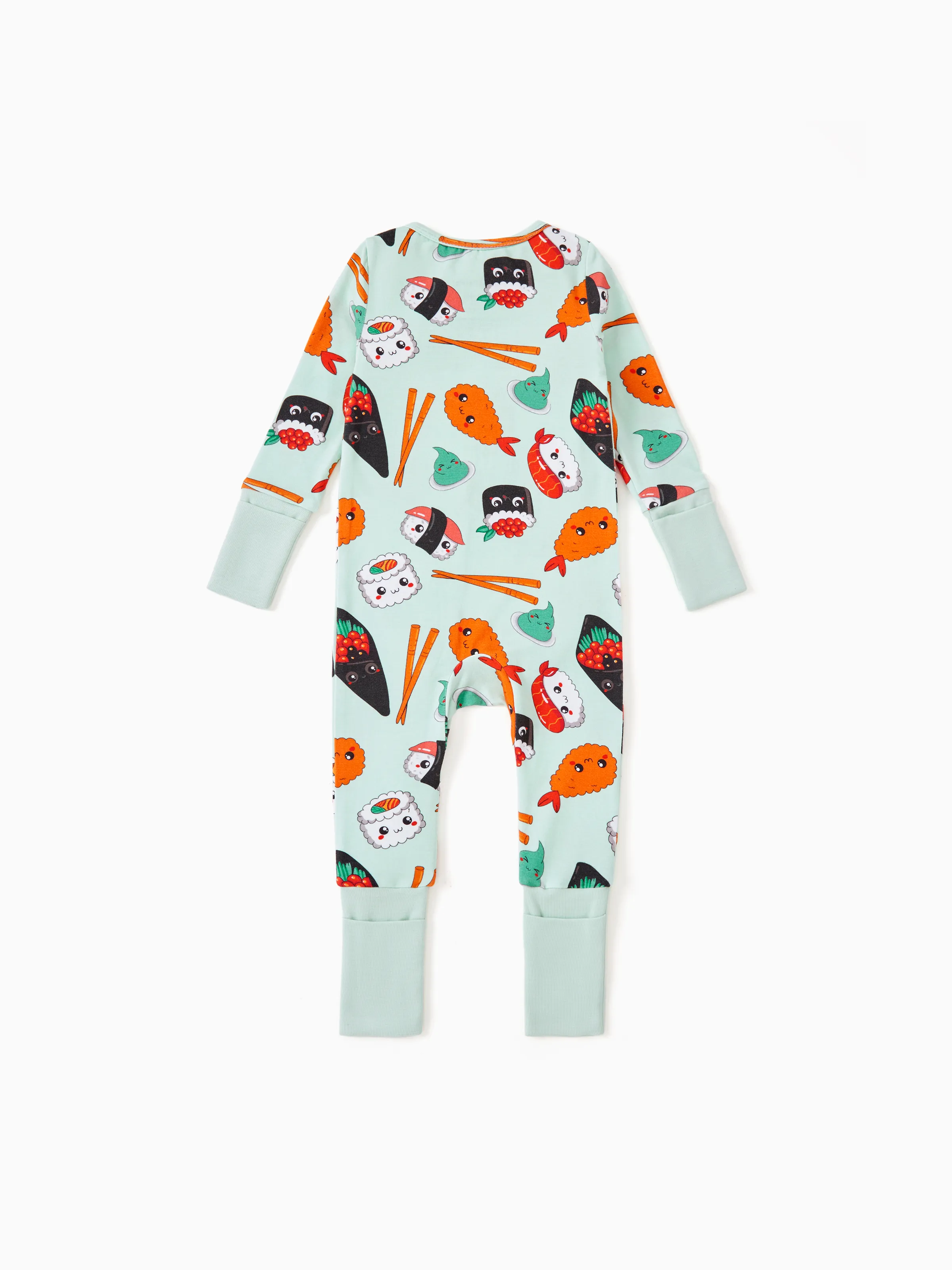 Kids Baby / Girl Bamboo Pajamas With Childlike Print (Snug-Fitting) Light Green - Image 8