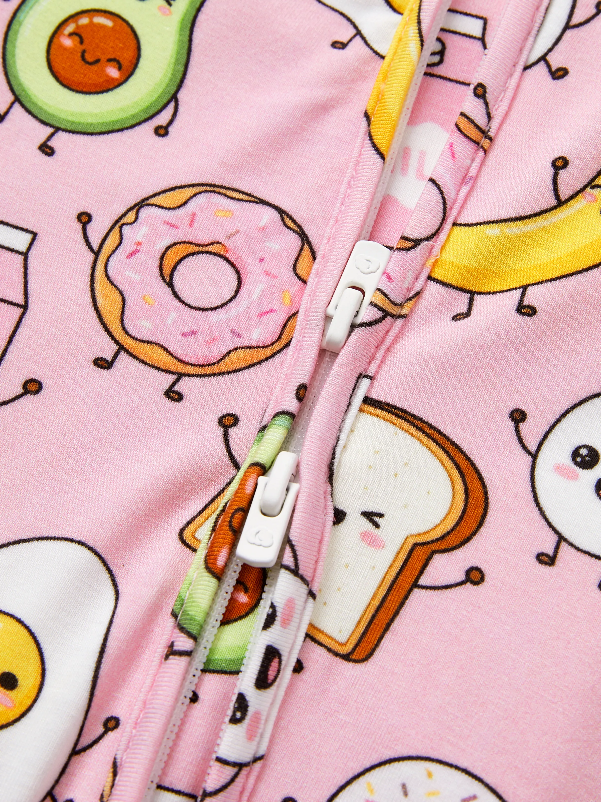 Kids Baby / Girl Bamboo Pajamas With Childlike Print (Snug-Fitting) Peach Pink - Image 2