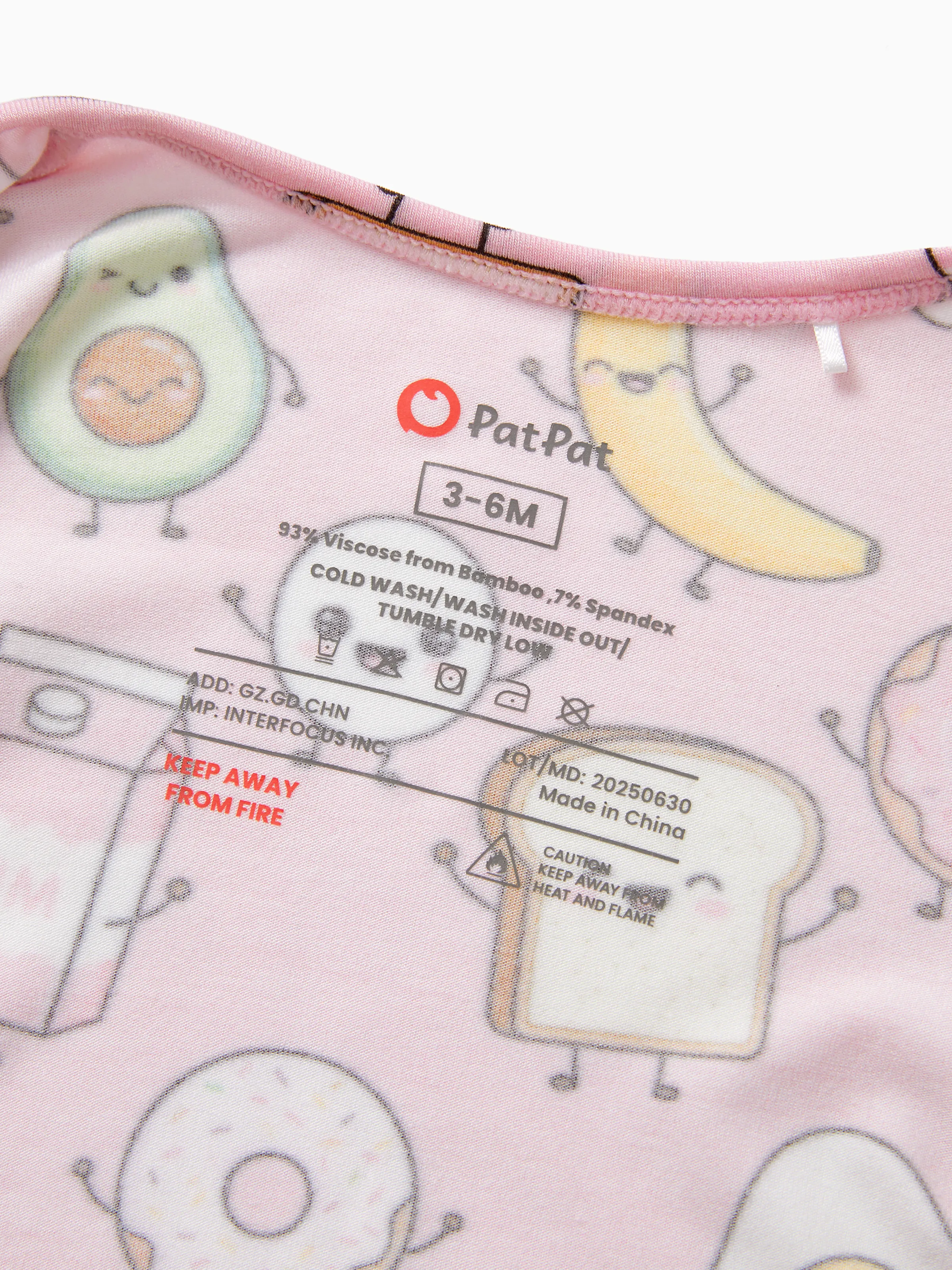 Kids Baby / Girl Bamboo Pajamas With Childlike Print (Snug-Fitting) Peach Pink - Image 4