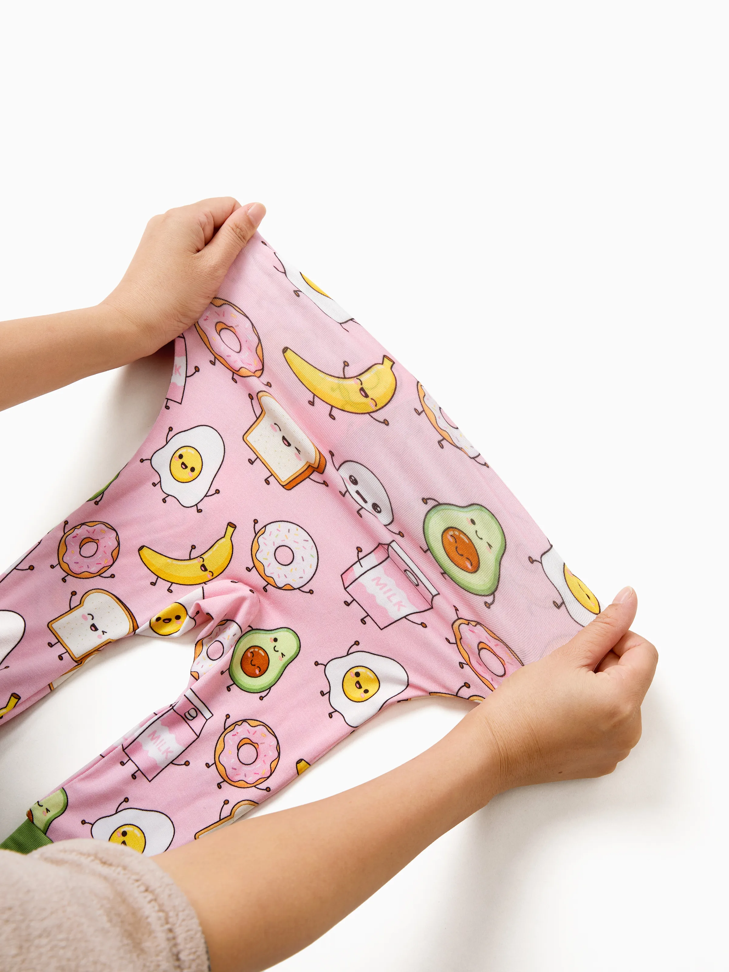 Kids Baby / Girl Bamboo Pajamas With Childlike Print (Snug-Fitting) Peach Pink - Image 8