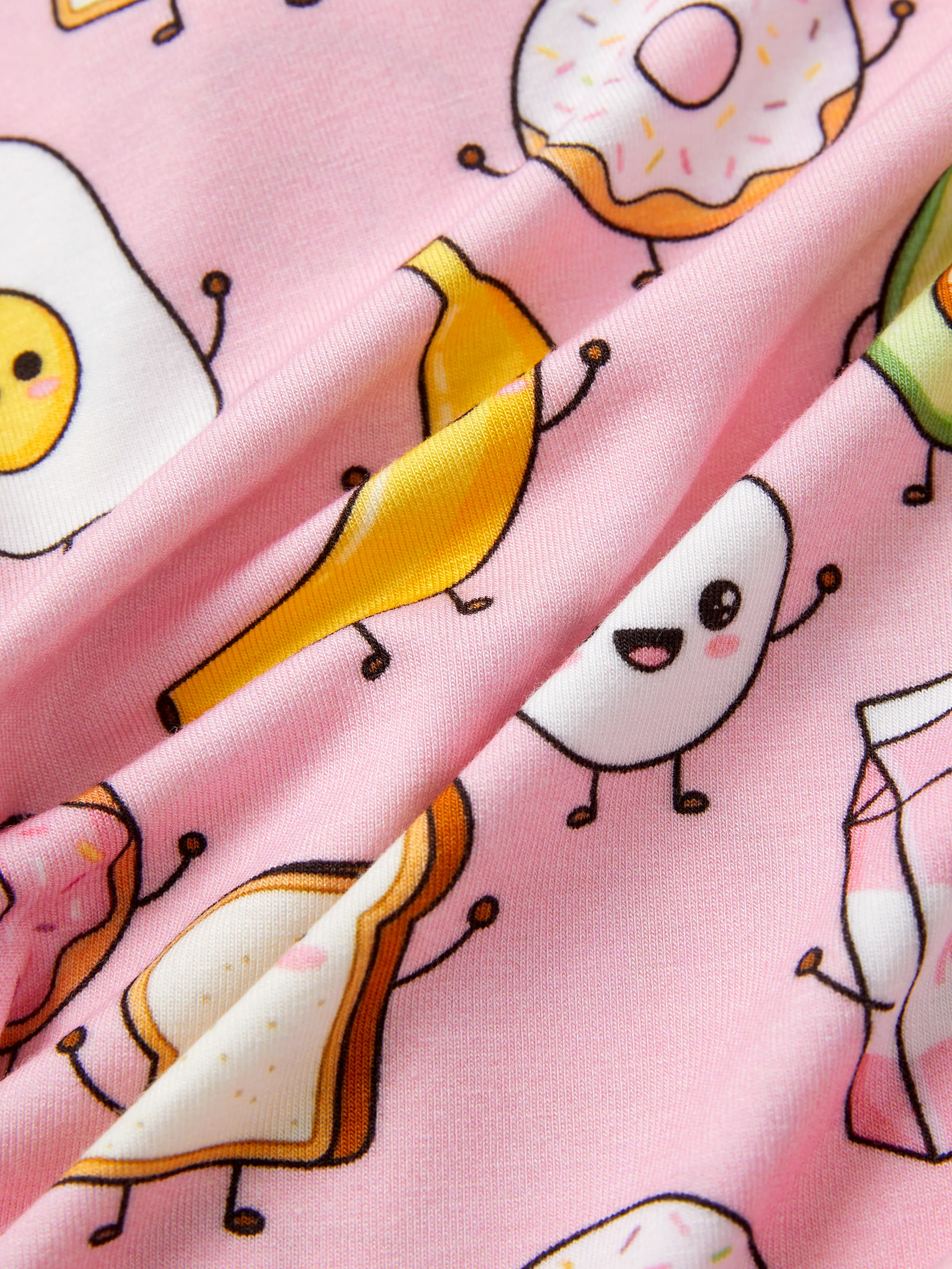 Kids Baby / Girl Bamboo Pajamas With Childlike Print (Snug-Fitting) Peach Pink - Image 9