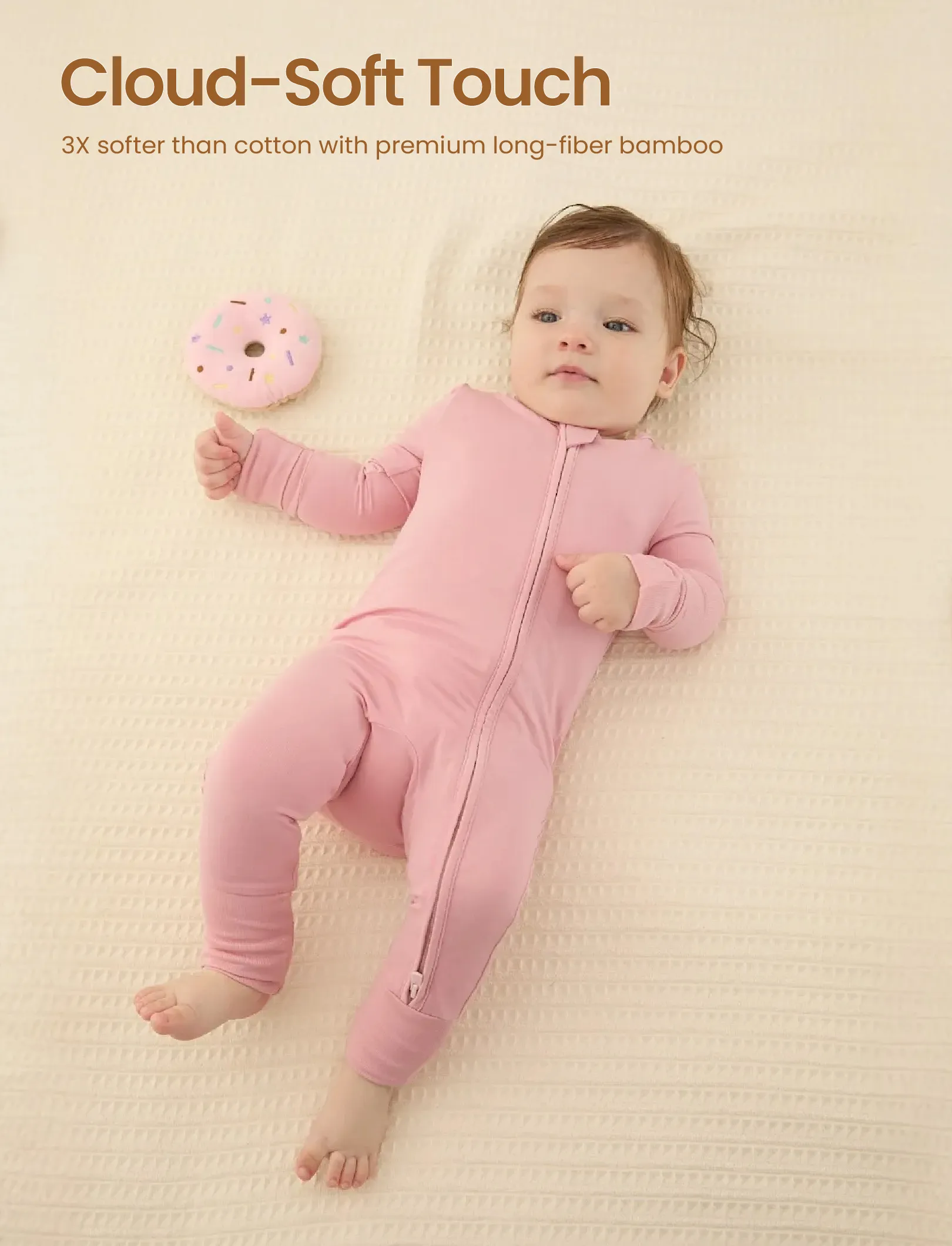 Kids Baby / Girl Bamboo Pajamas With Childlike Print (Snug-Fitting) Pink - Image 4