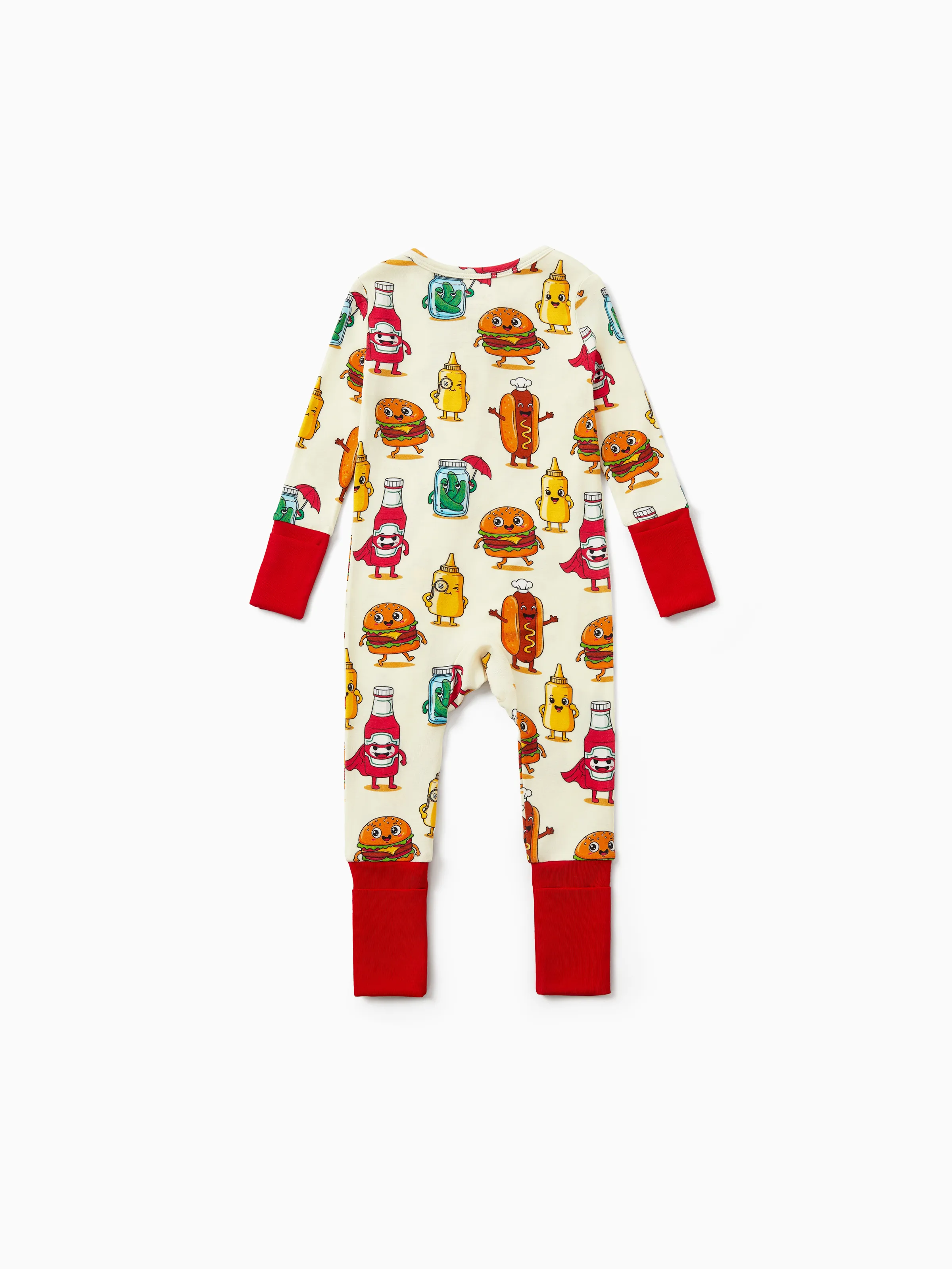 Kids Baby / Girl Bamboo Pajamas With Childlike Print (Snug-Fitting) Red - Image 3